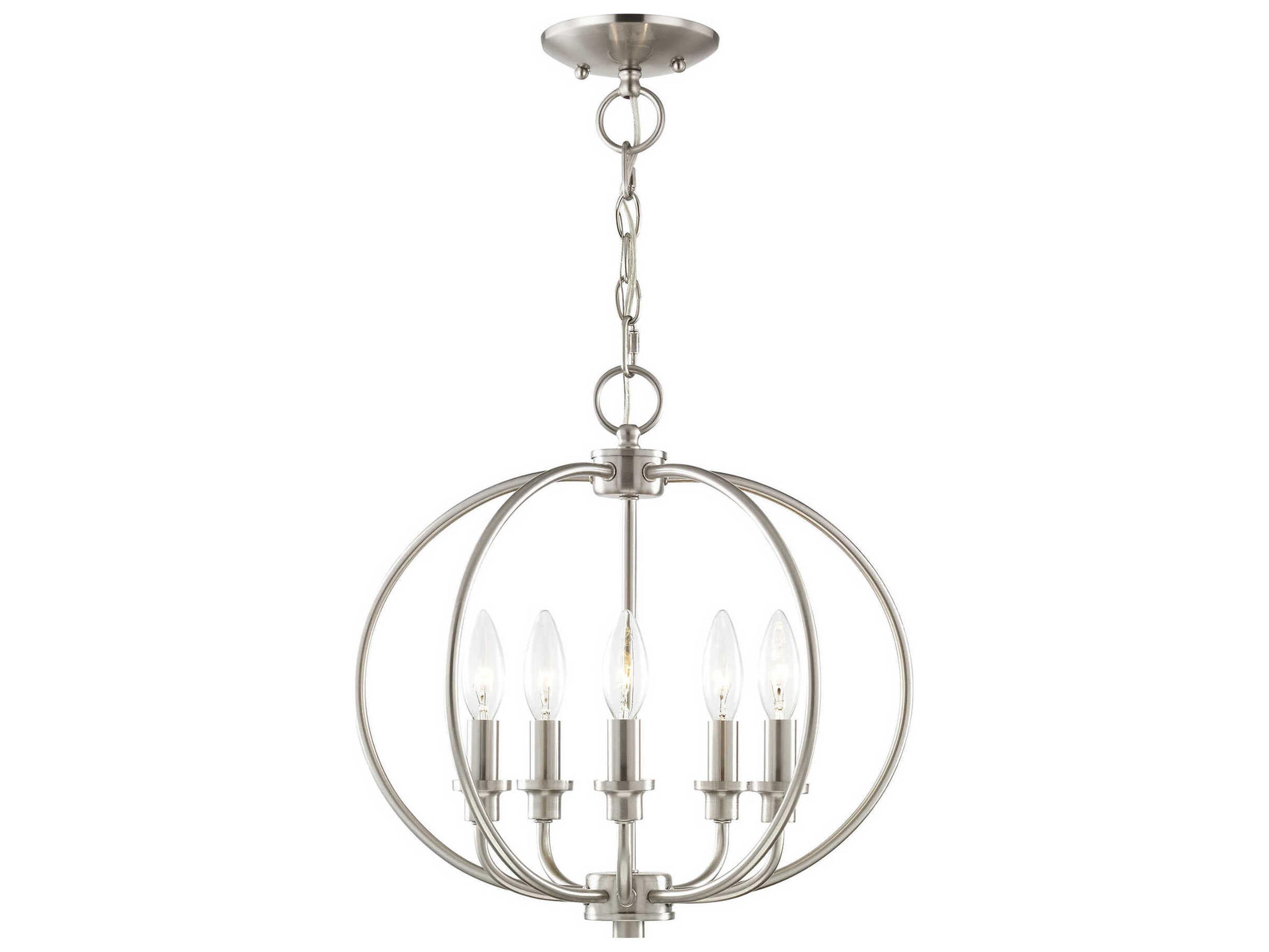 Milania 5-Light Brushed Nickel Candelabra Lantern Chandelier