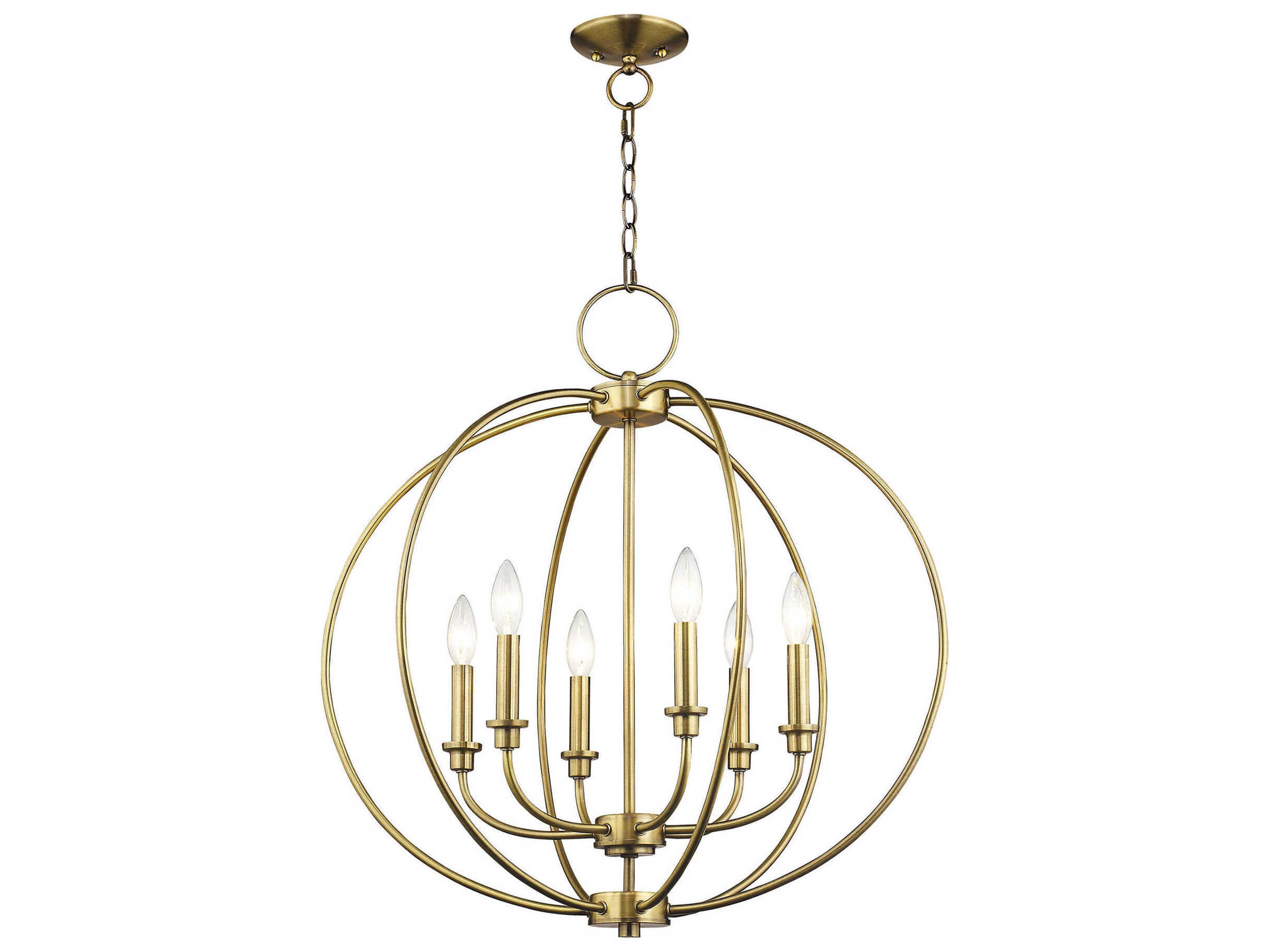 Livex Lighting Milania 6-Light Antique Brass Candelabra Lantern Chandelier