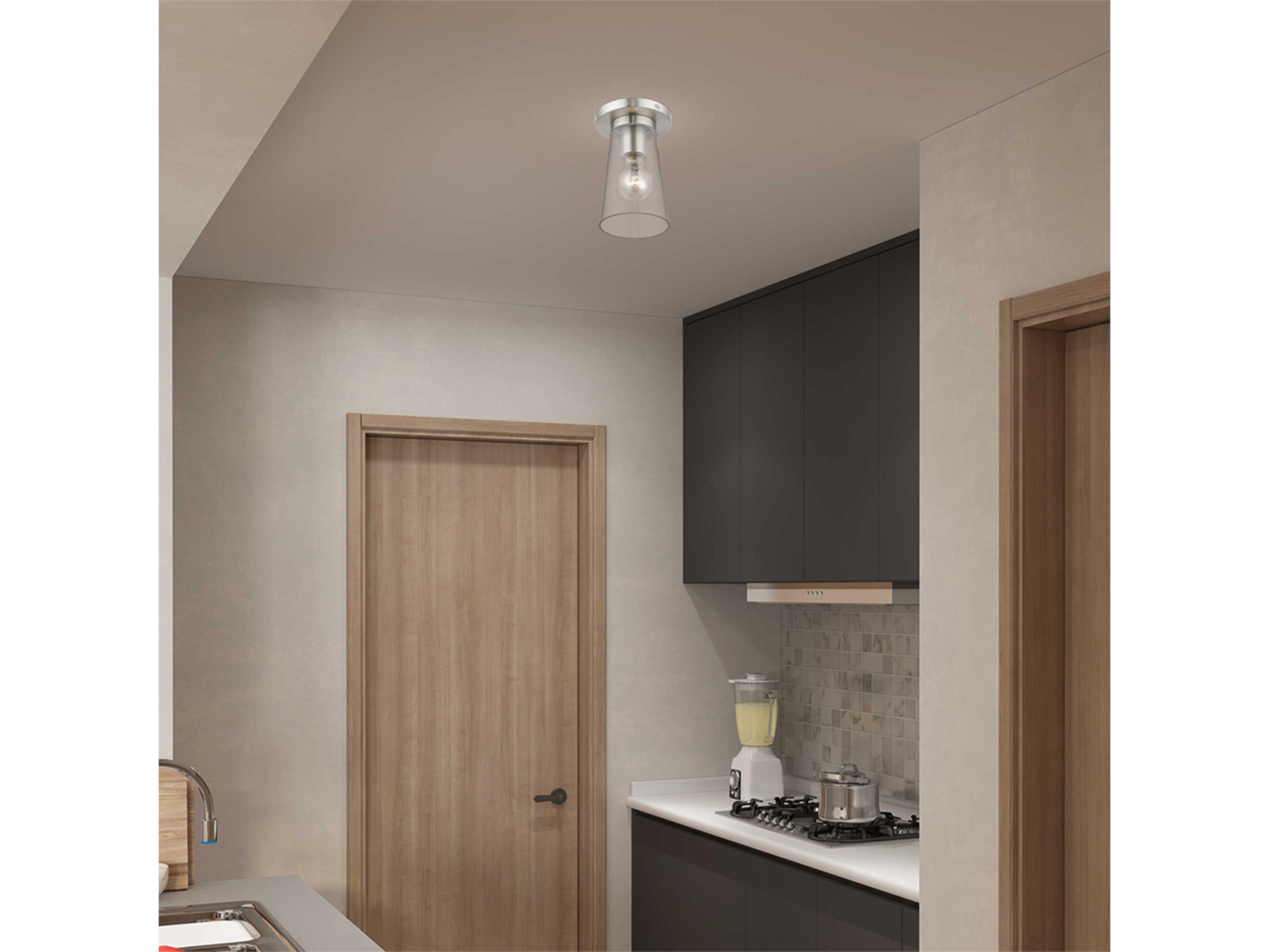 Livex Lighting Cityview 1-Light Brushed Nickel Glass Cylinder Flush Mount