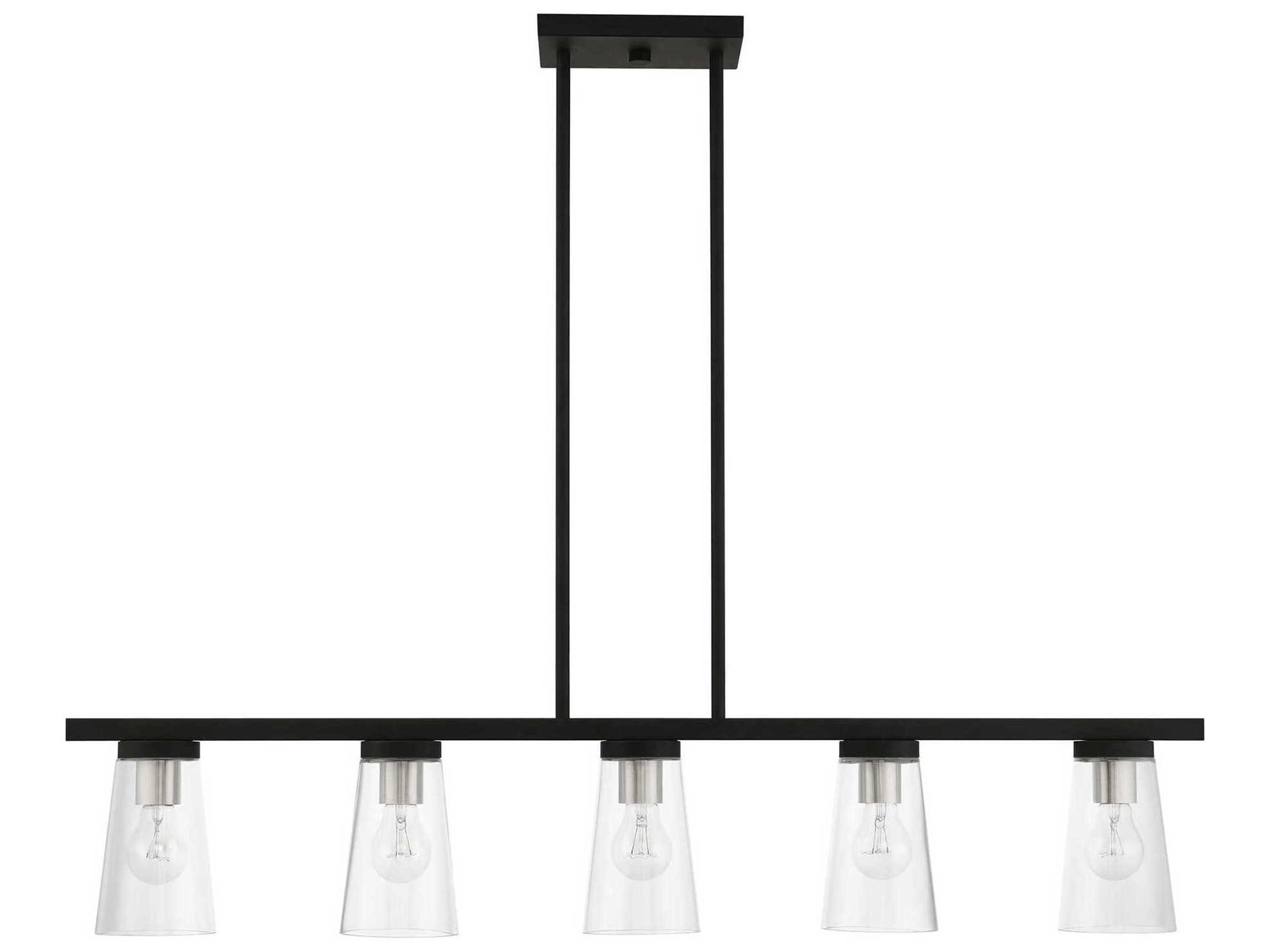 Livex Lighting Cityview 5-Light Black Brushed Nickel Glass Cylinder Linear Island Pendant