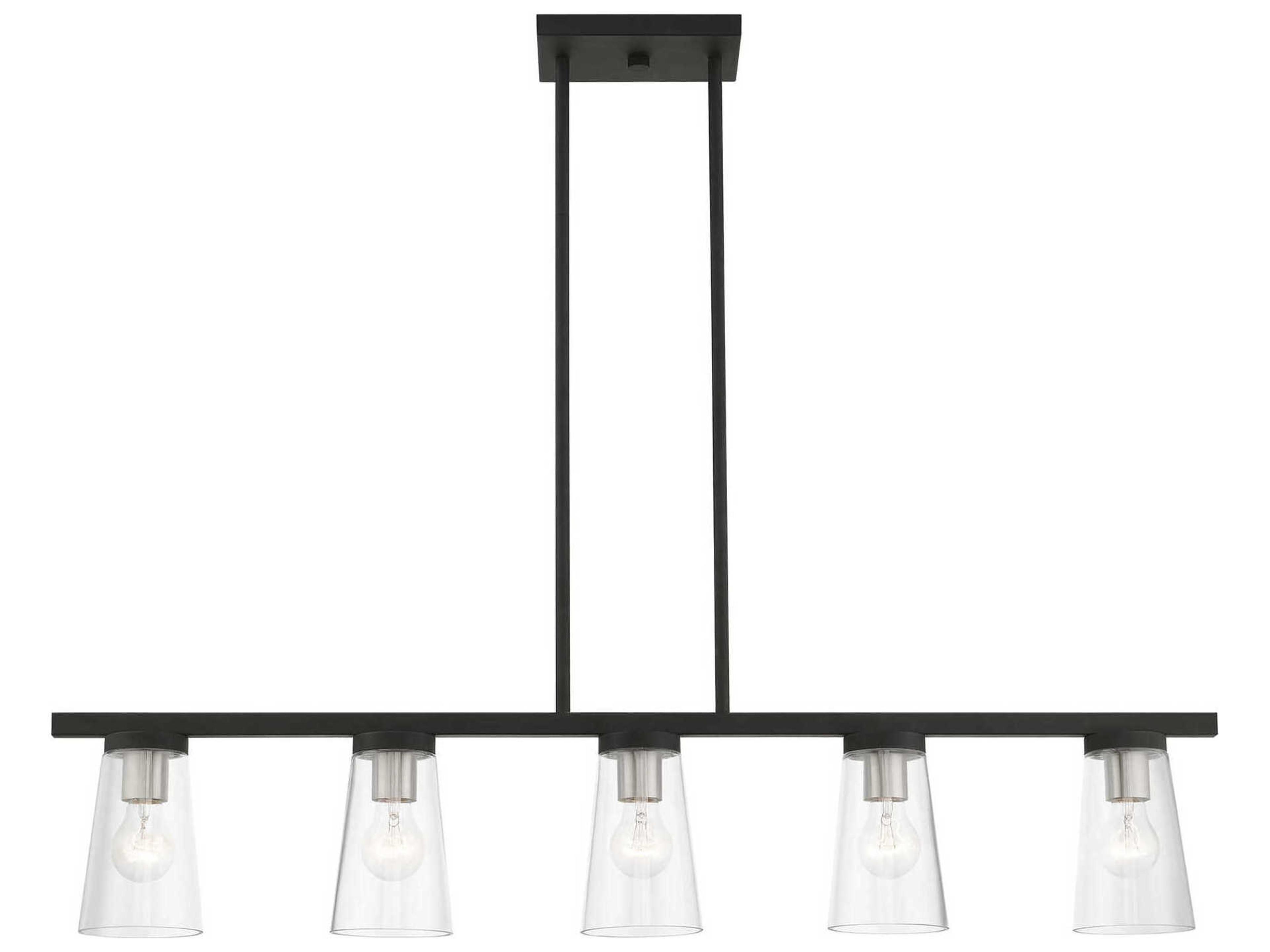 Livex Lighting Cityview 5-Light Black Brushed Nickel Glass Cylinder Linear Island Pendant