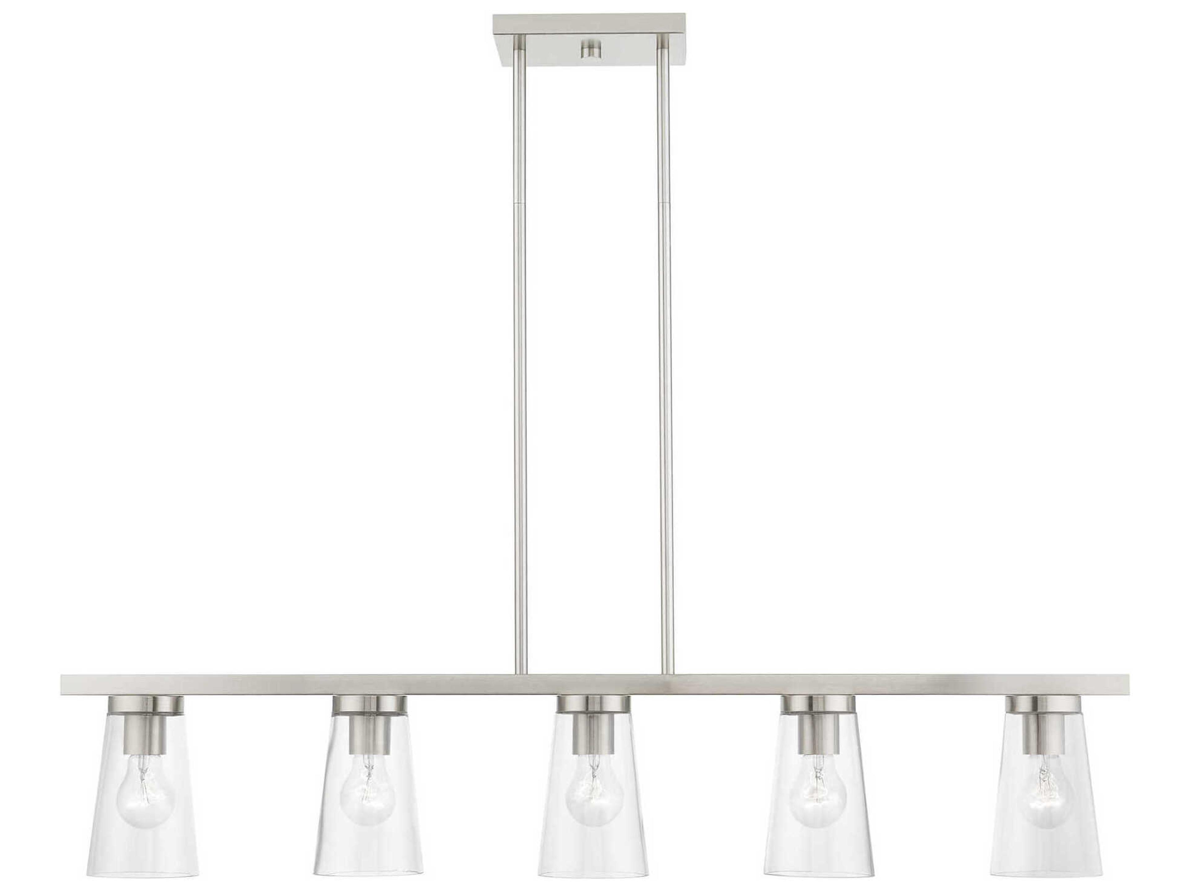 Cityview 5-Light Brushed Nickel Glass Cylinder Linear Island Pendant