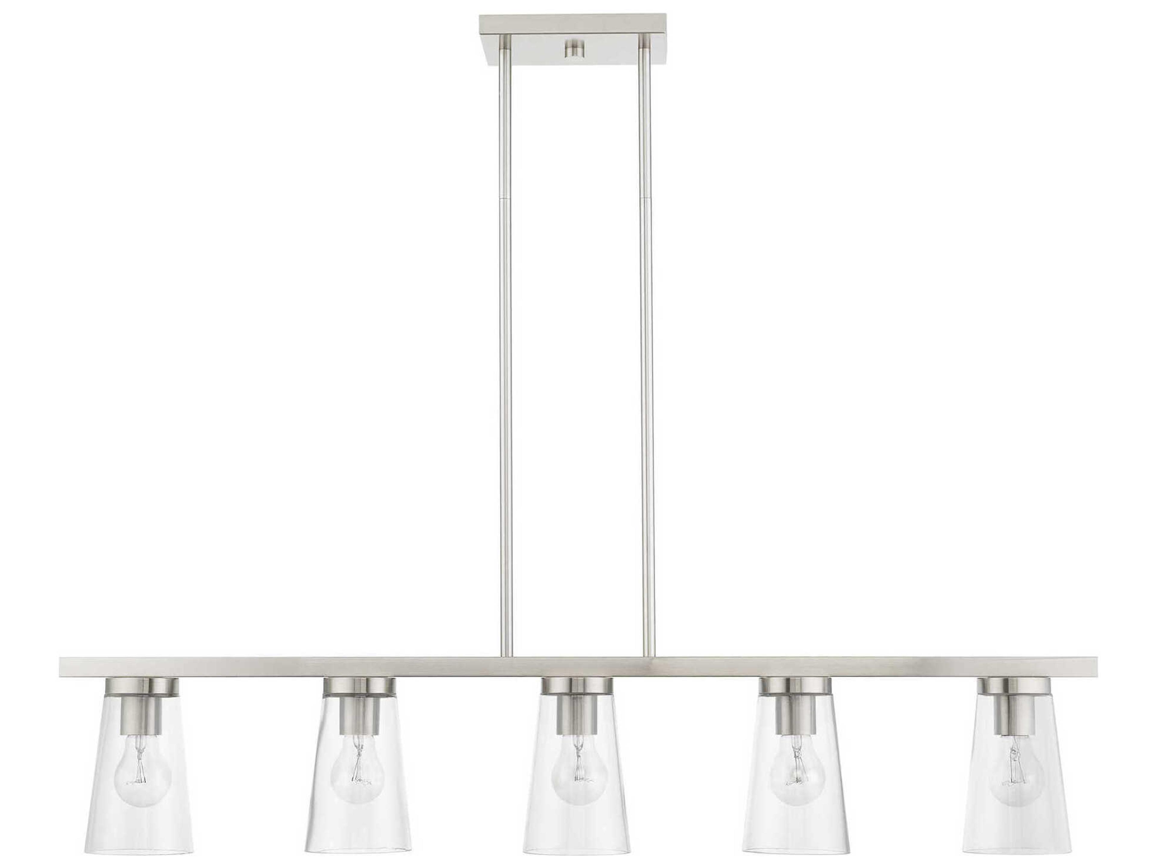 Livex Lighting Cityview 5-Light Brushed Nickel Glass Cylinder Linear Island Pendant