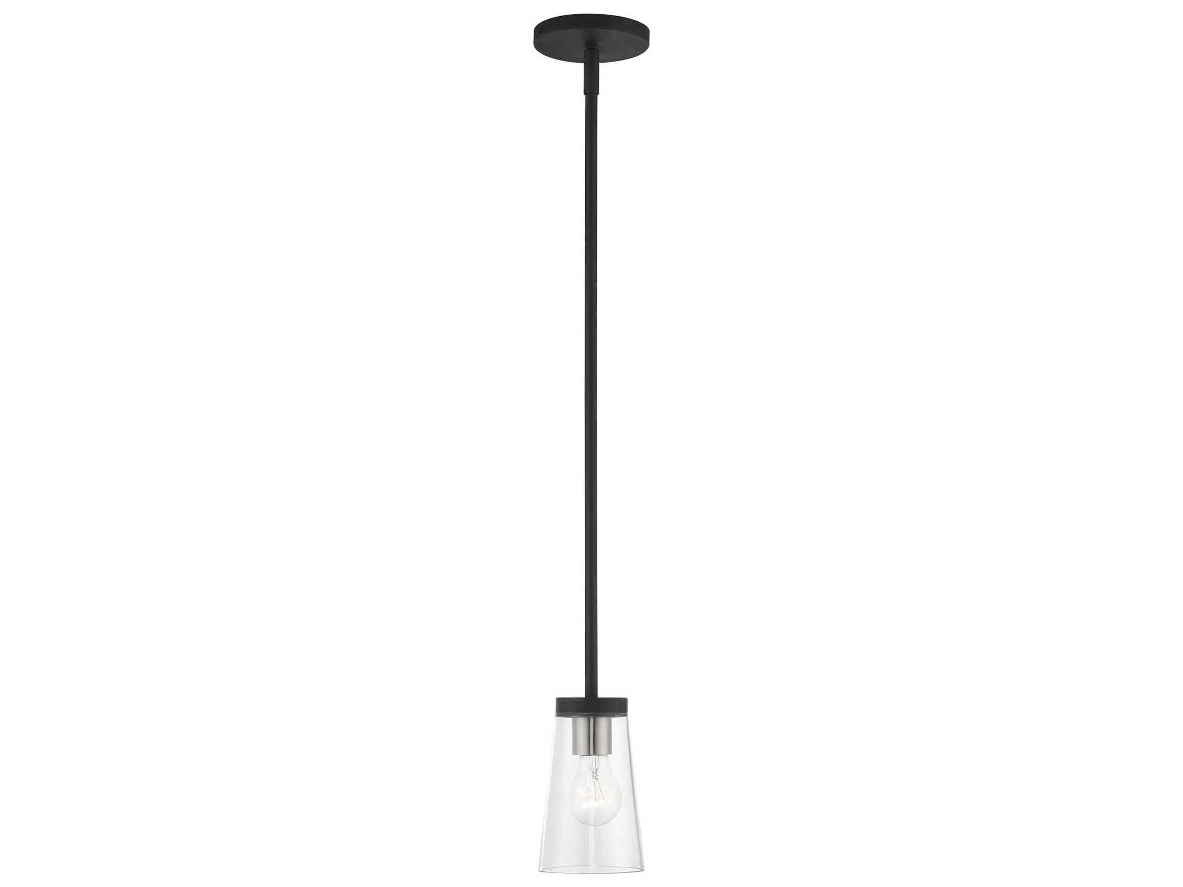 Cityview 1-Light Black Brushed Nickel Glass Cylinder Mini Pendant