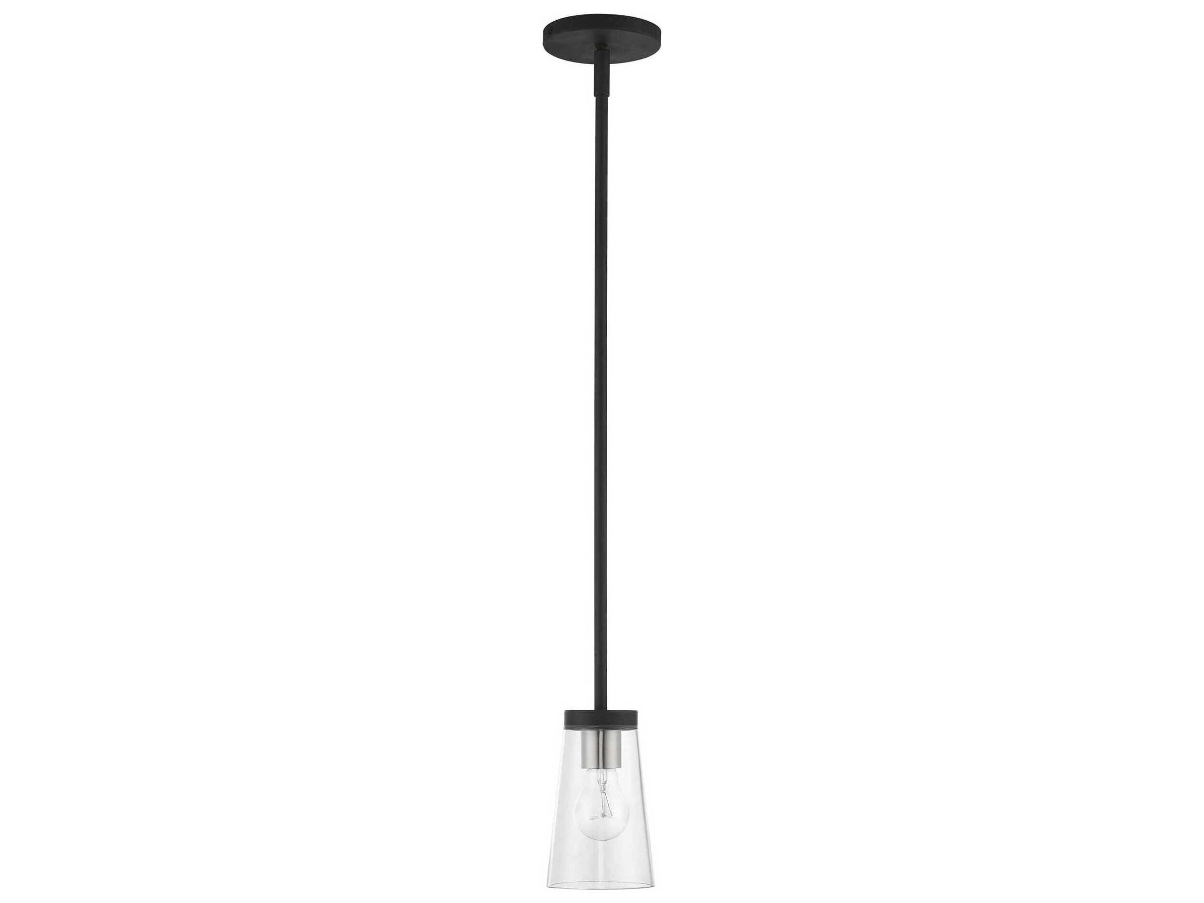 Livex Lighting Cityview 1-Light Black Brushed Nickel Glass Cylinder Mini Pendant