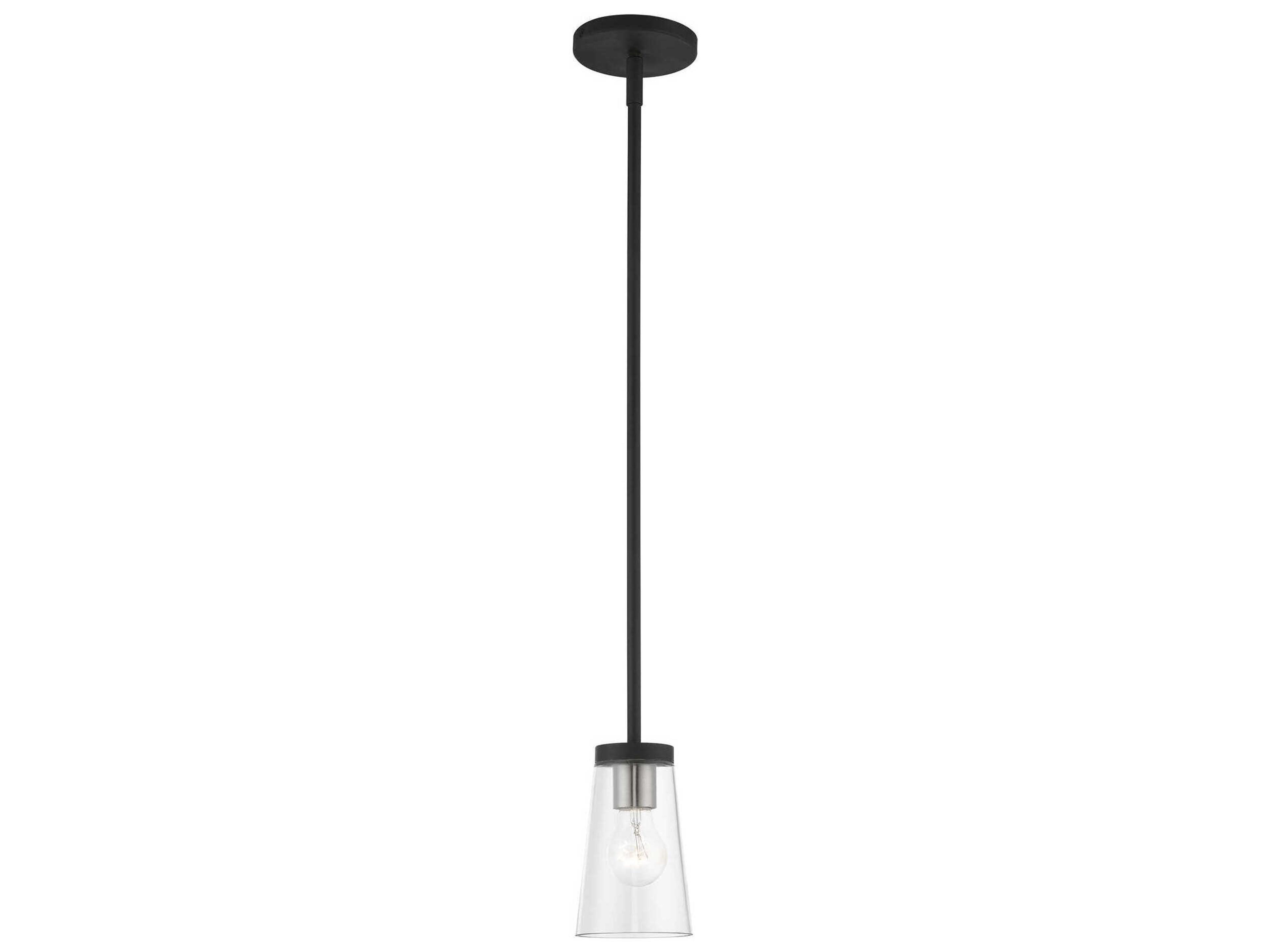 Livex Lighting Cityview 1-Light Black Brushed Nickel Glass Cylinder Mini Pendant