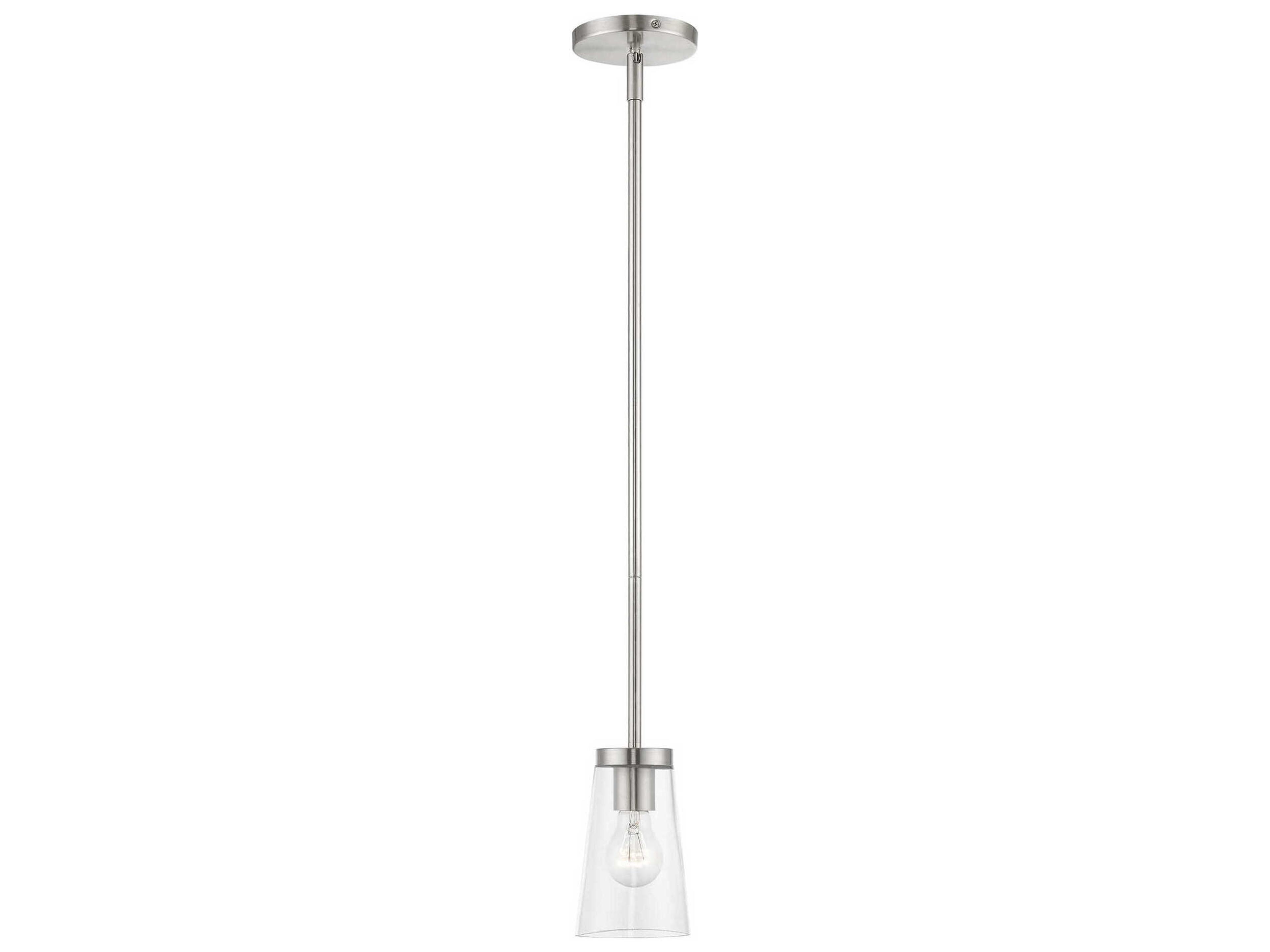 Cityview 1-Light Brushed Nickel Glass Cylinder Mini Pendant