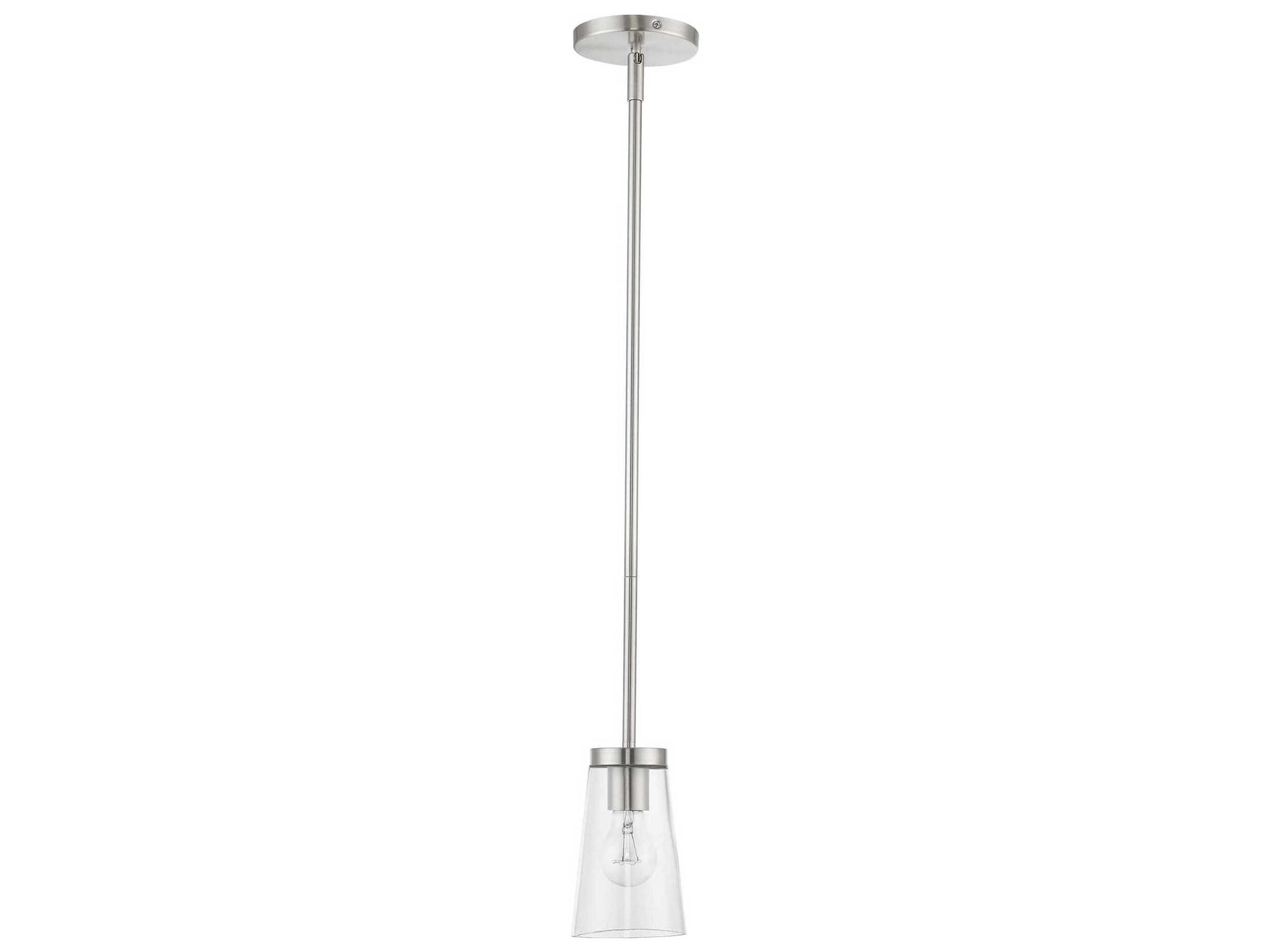 Livex Lighting Cityview 1-Light Brushed Nickel Glass Cylinder Mini Pendant
