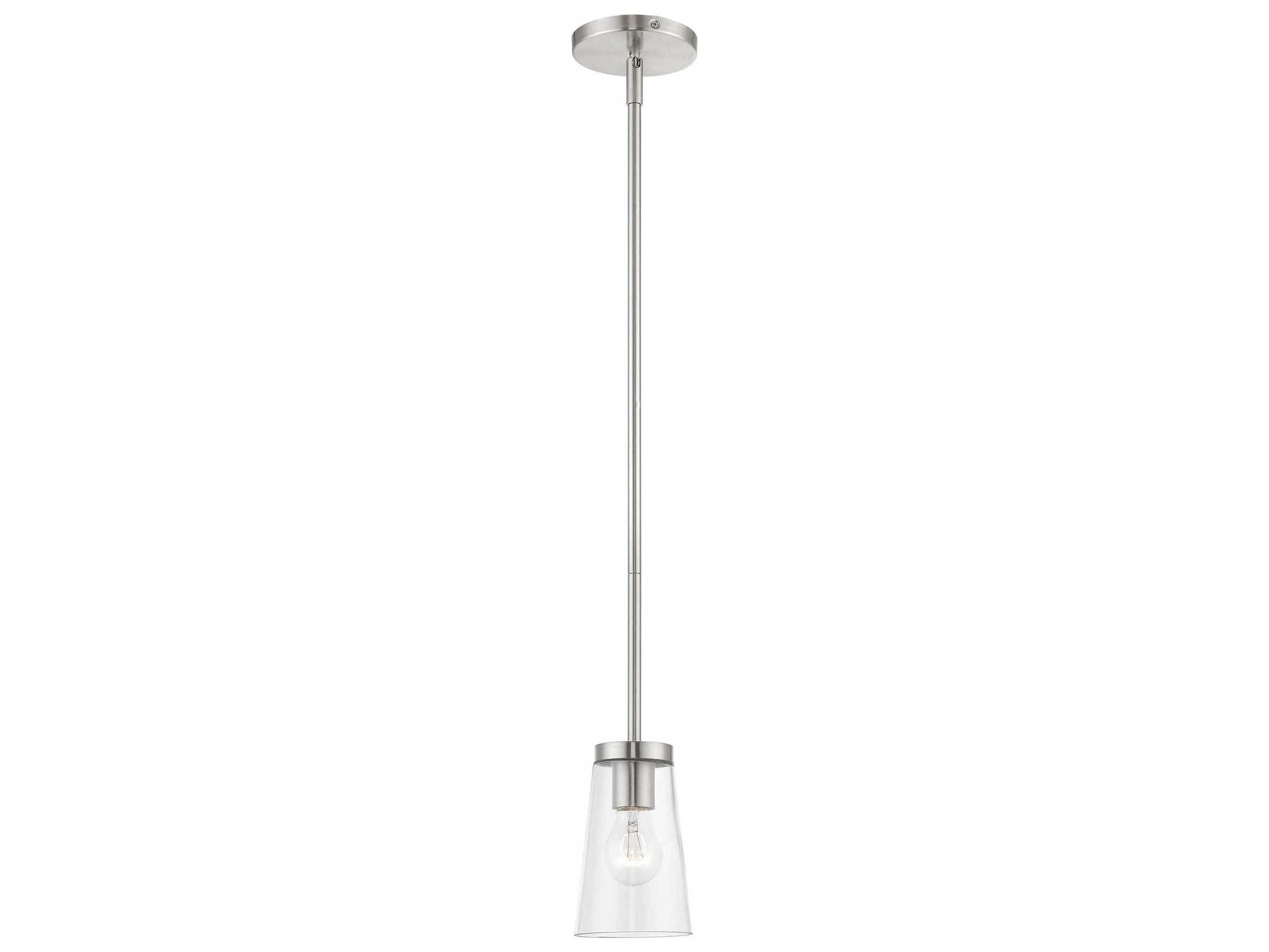 Livex Lighting Cityview 1-Light Brushed Nickel Glass Cylinder Mini Pendant