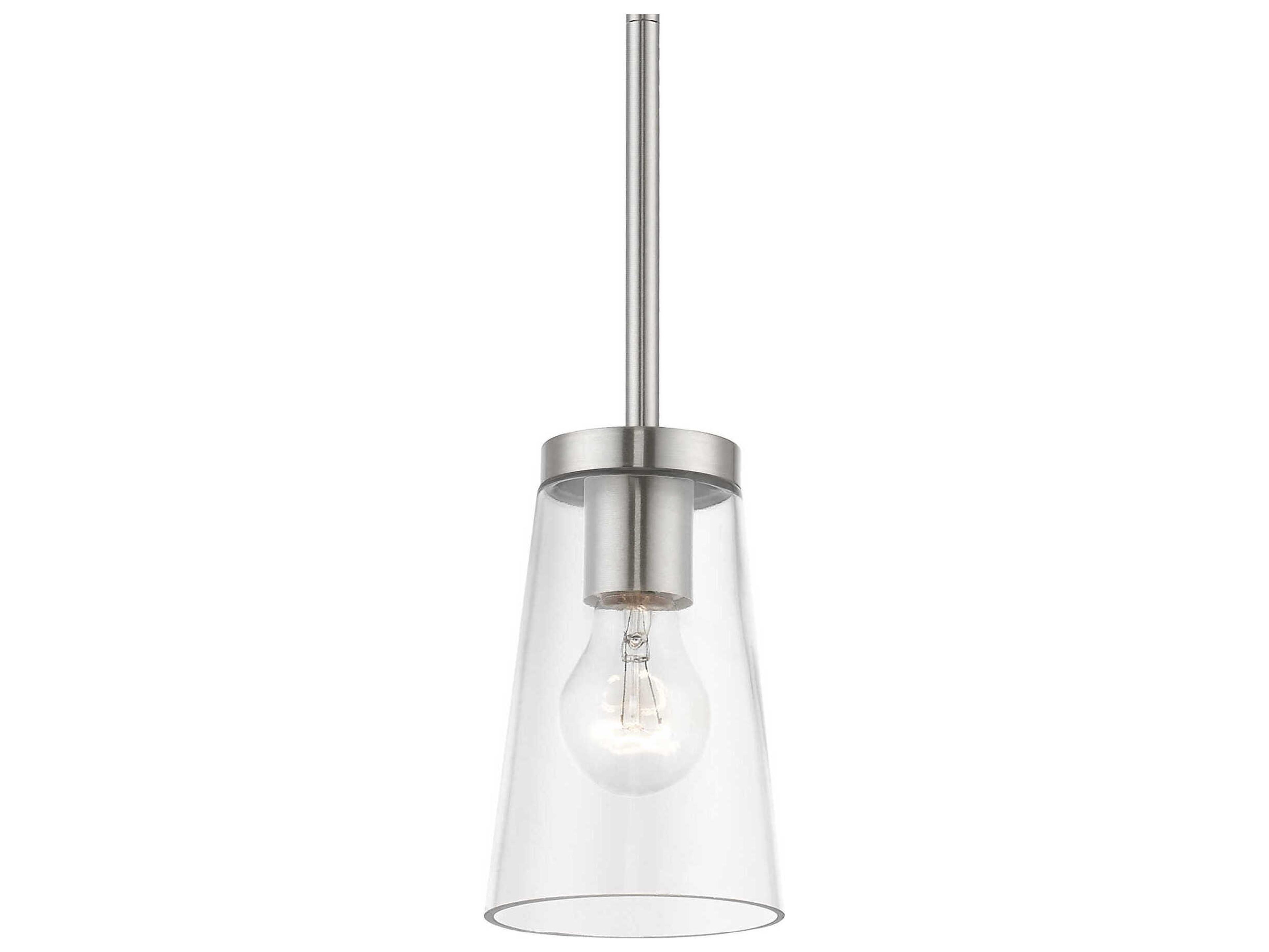 Livex Lighting Cityview 1-Light Brushed Nickel Glass Cylinder Mini Pendant