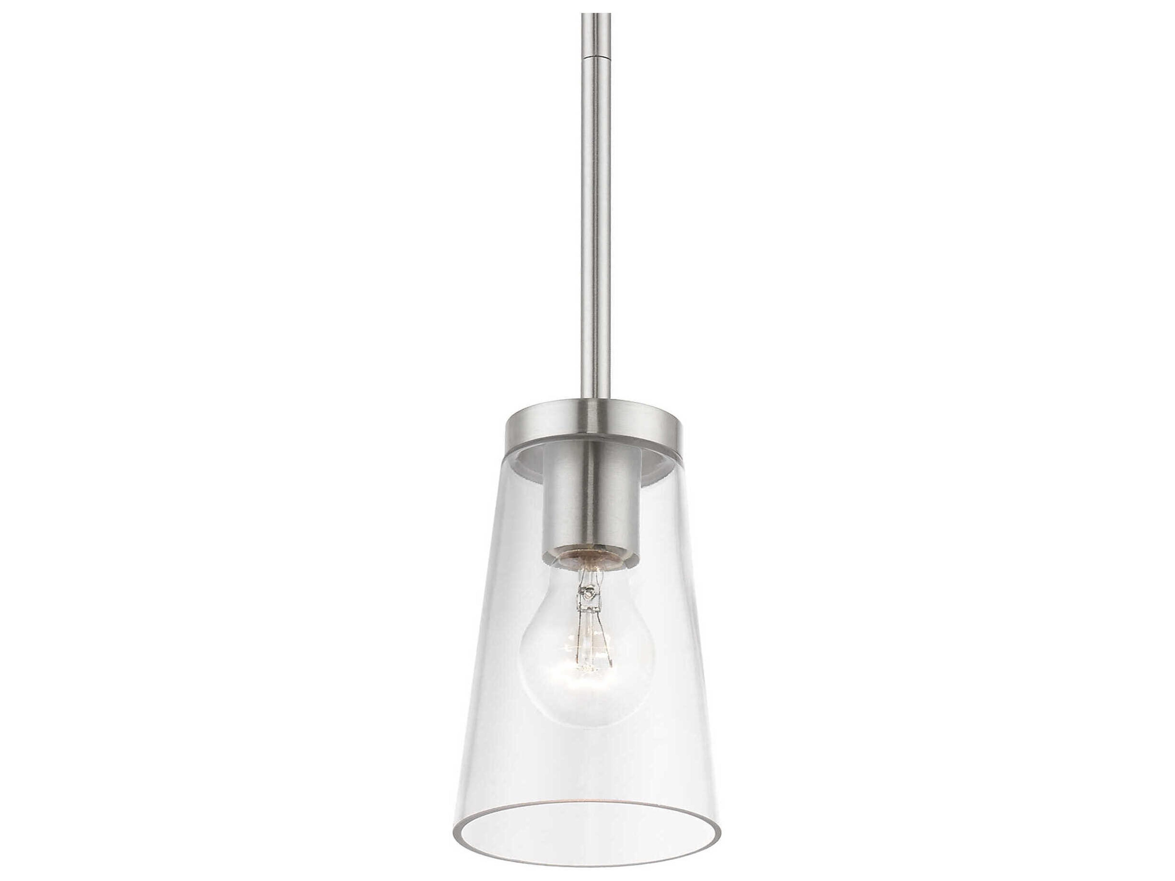 Livex Lighting Cityview 1-Light Brushed Nickel Glass Cylinder Mini Pendant