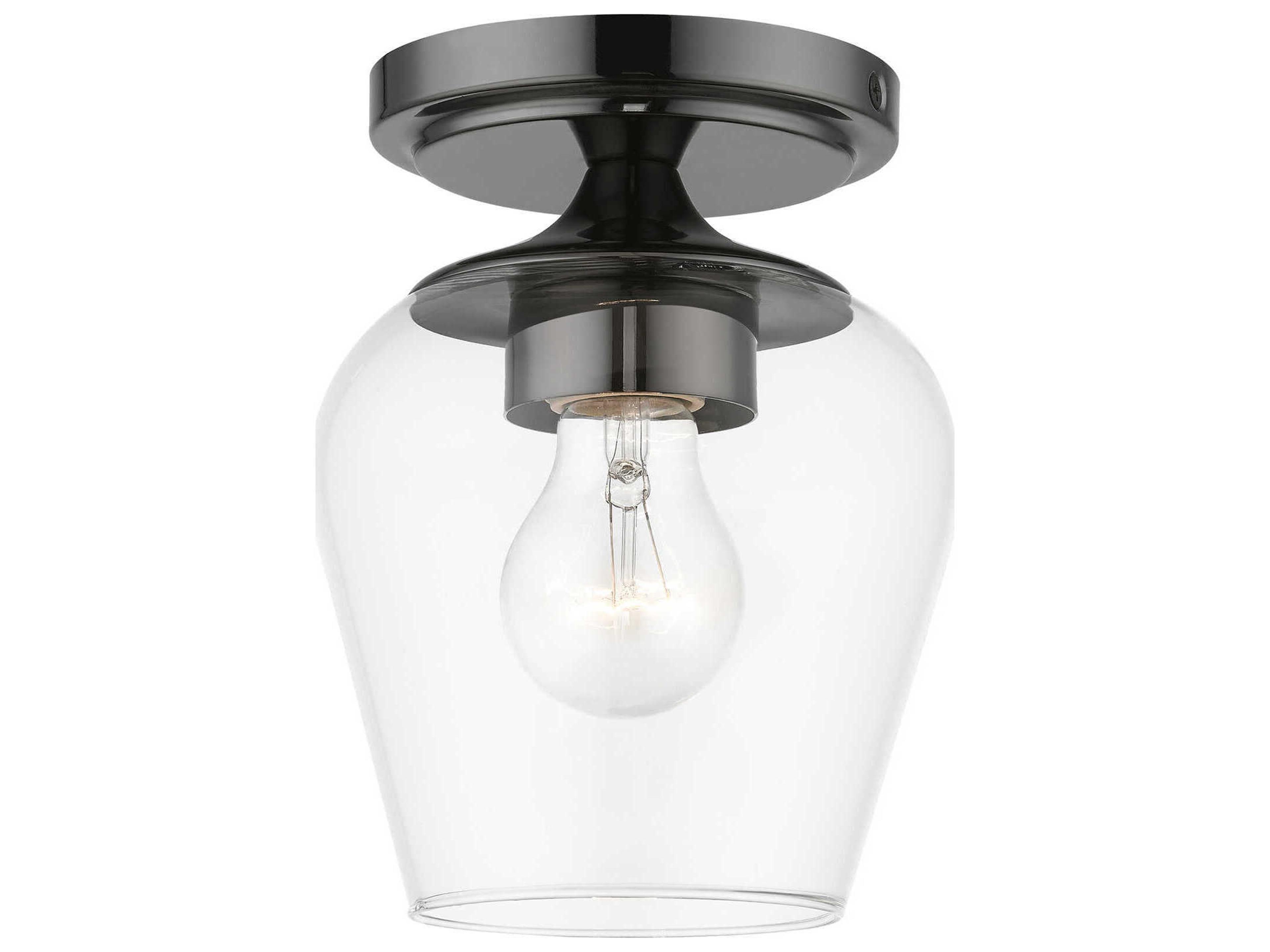 Willow 1-Light Black Chrome Glass Bell Semi Flush Mount