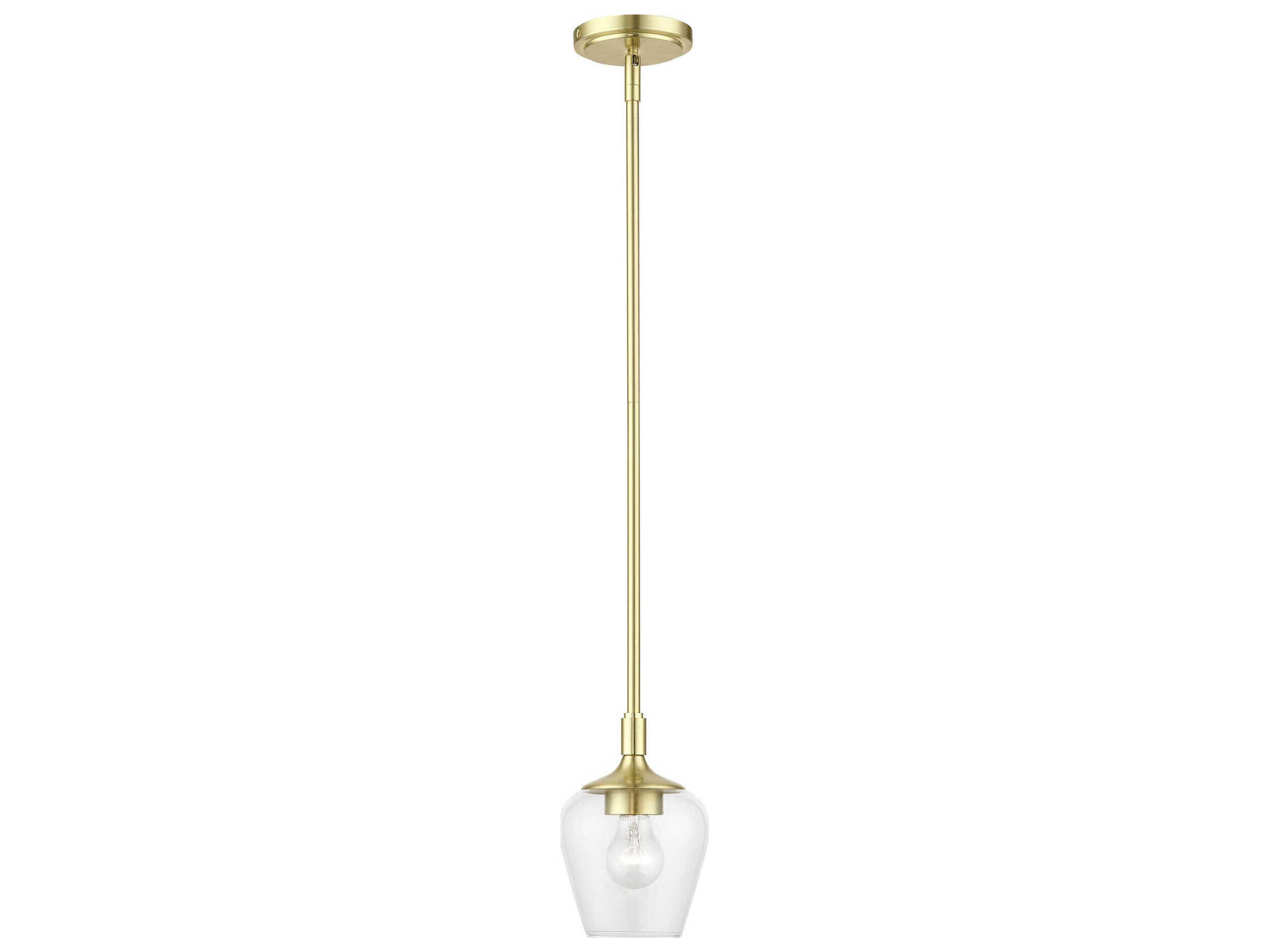 Willow 1-Light Satin Brass Glass Bell Mini Pendant