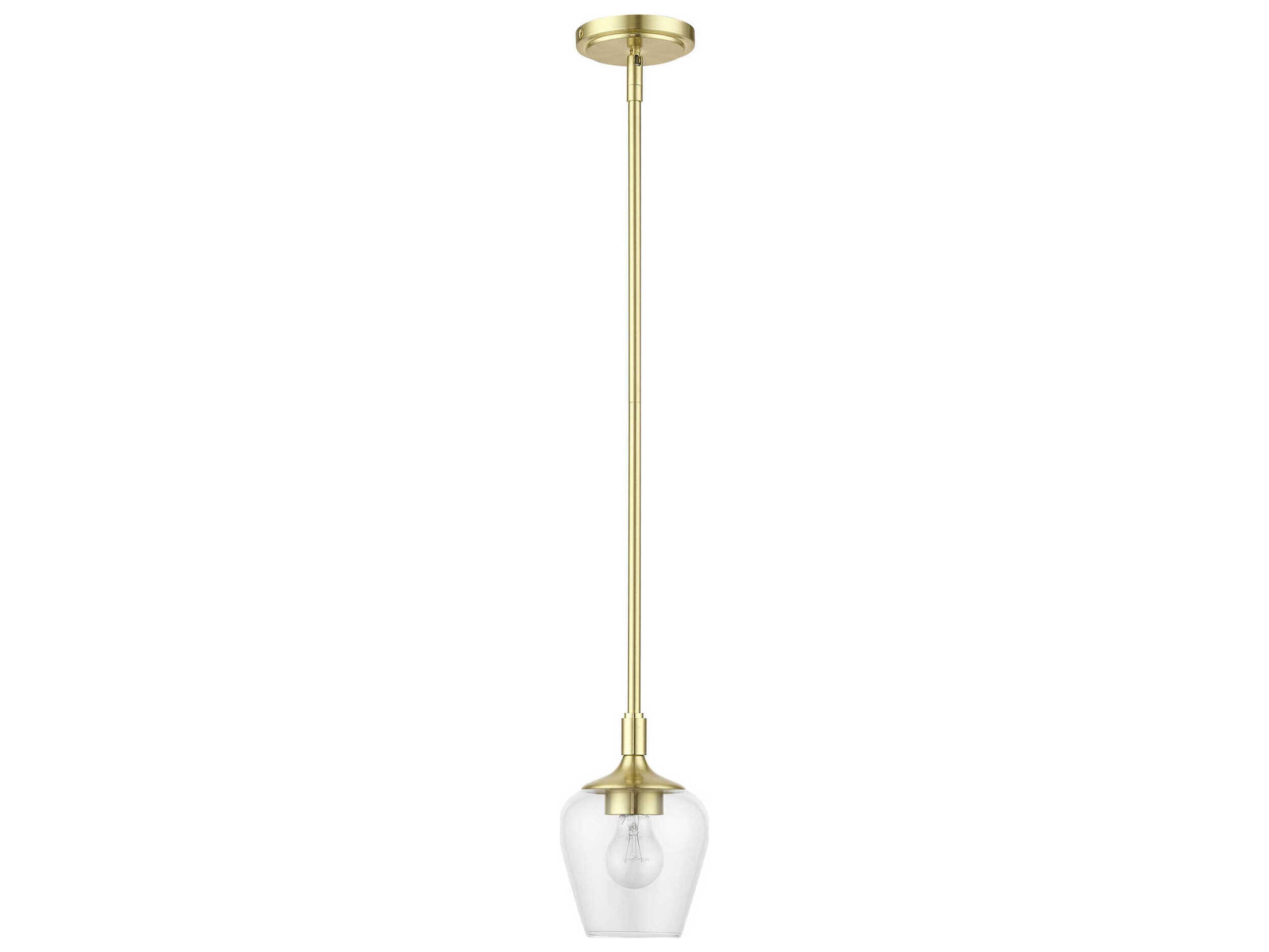 Livex Lighting Willow 1-Light Satin Brass Glass Bell Mini Pendant