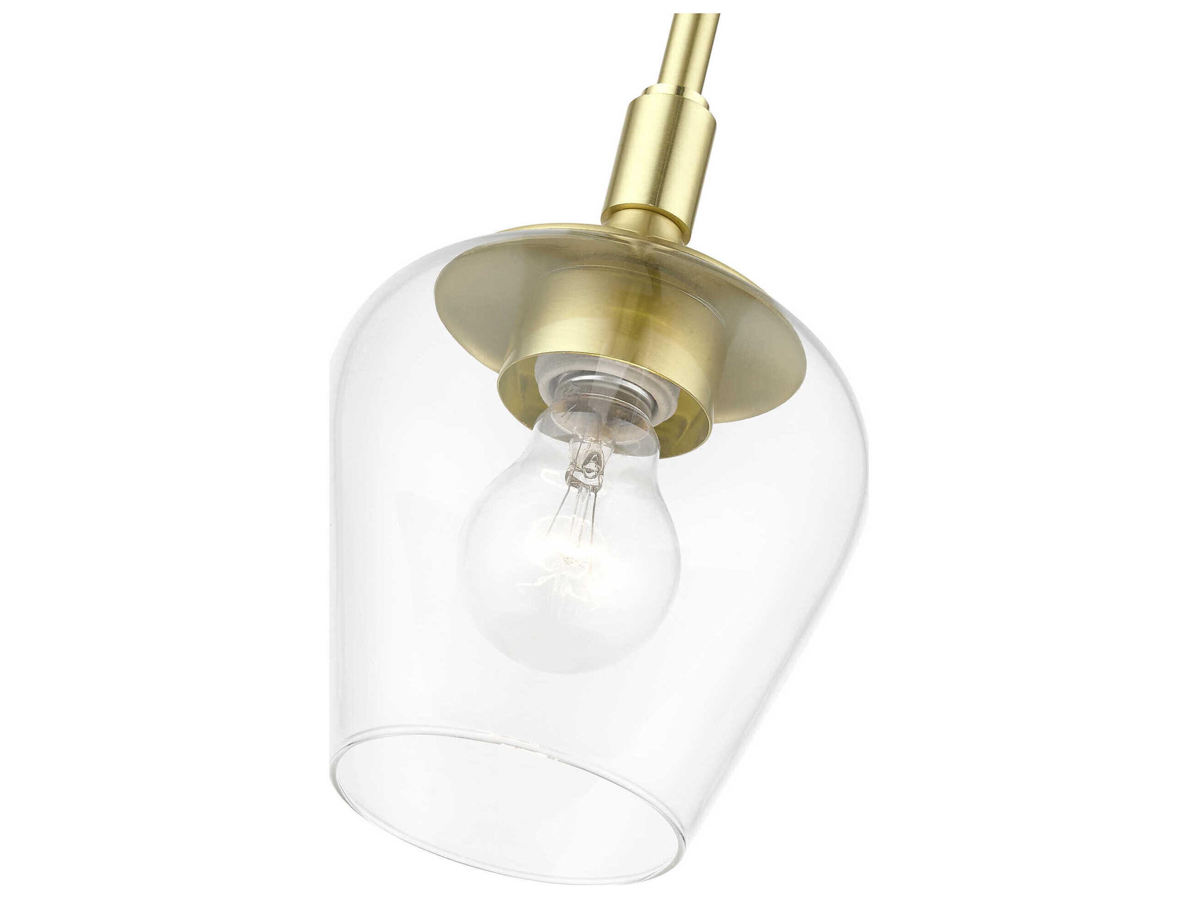Livex Lighting Willow 1-Light Satin Brass Glass Bell Mini Pendant