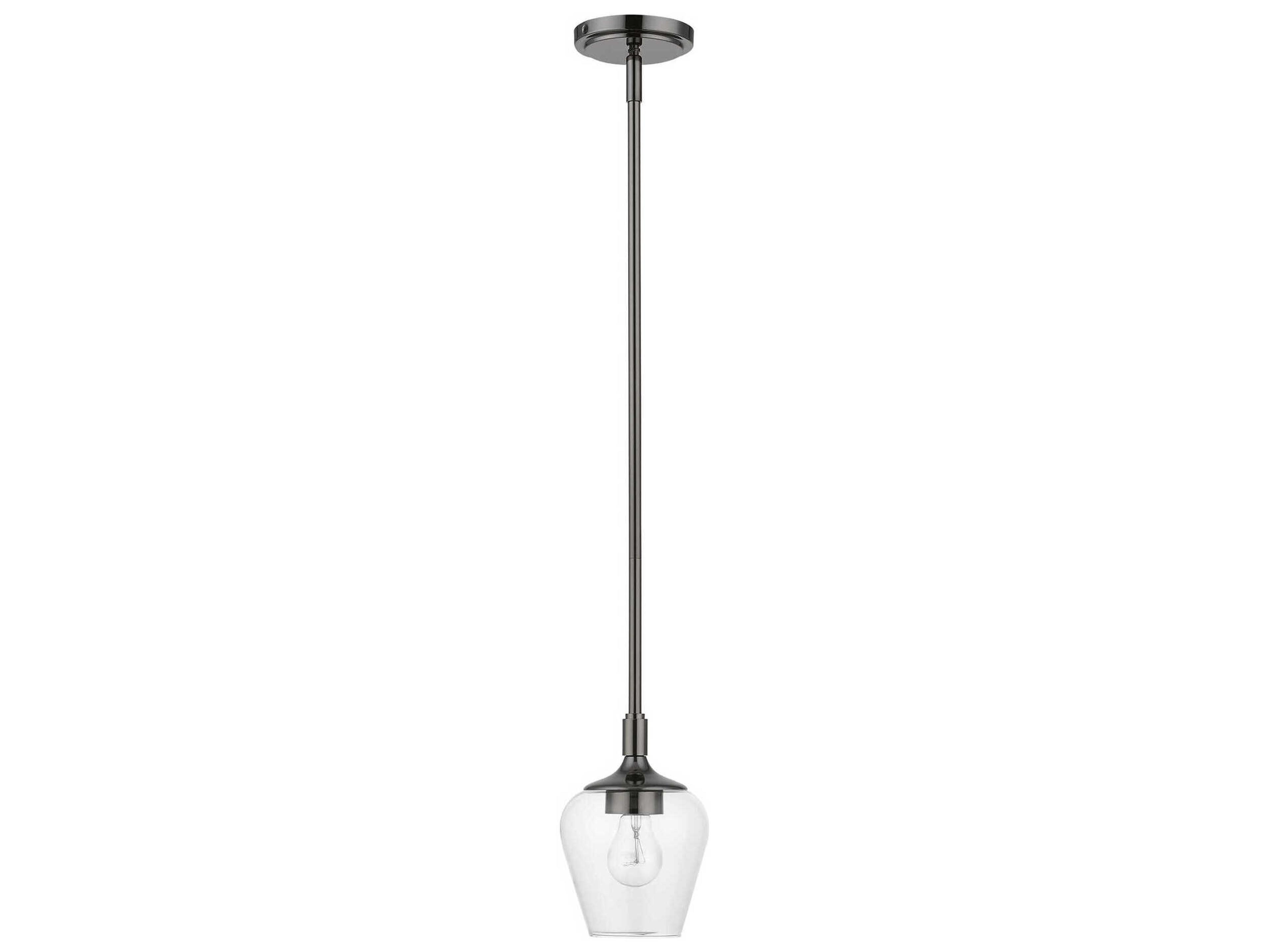 Livex Lighting Willow 1-Light Black Chrome Glass Bell Mini Pendant