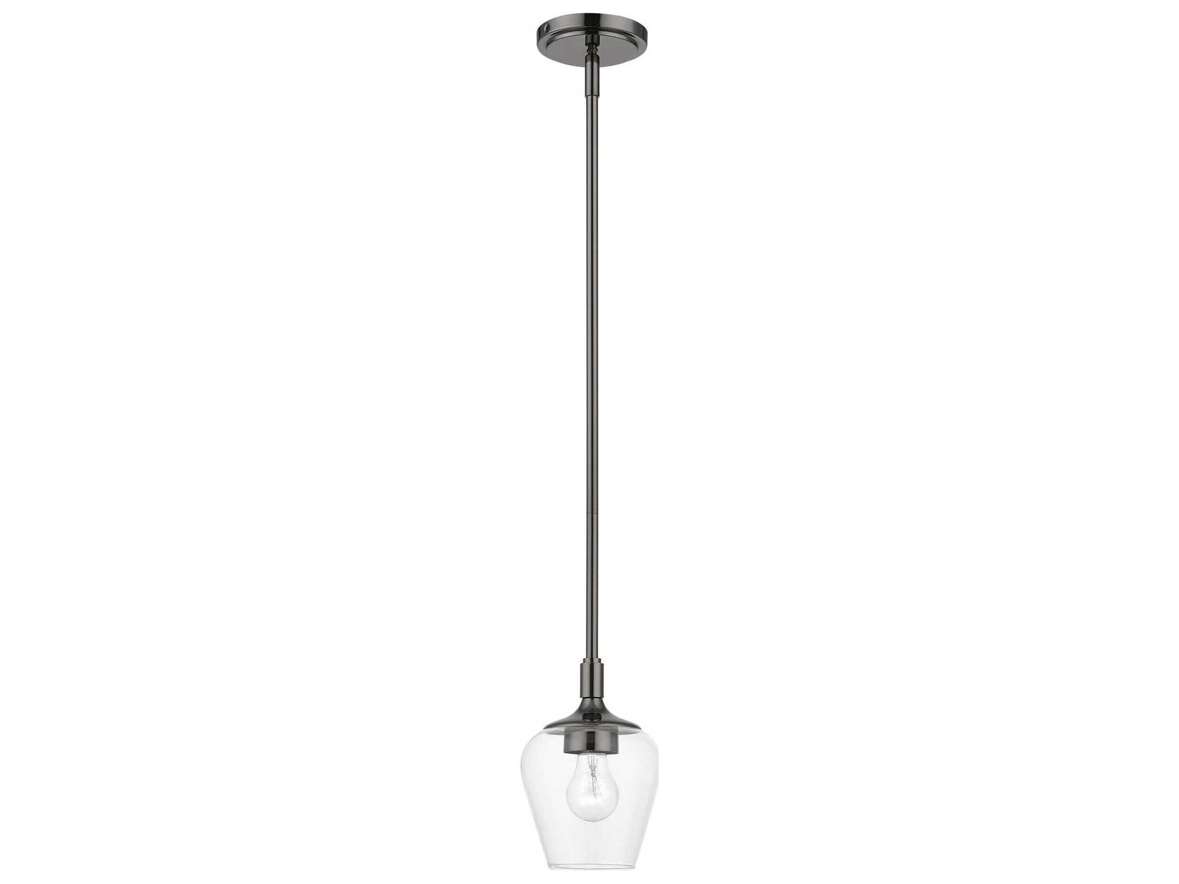 Livex Lighting Willow 1-Light Black Chrome Glass Bell Mini Pendant