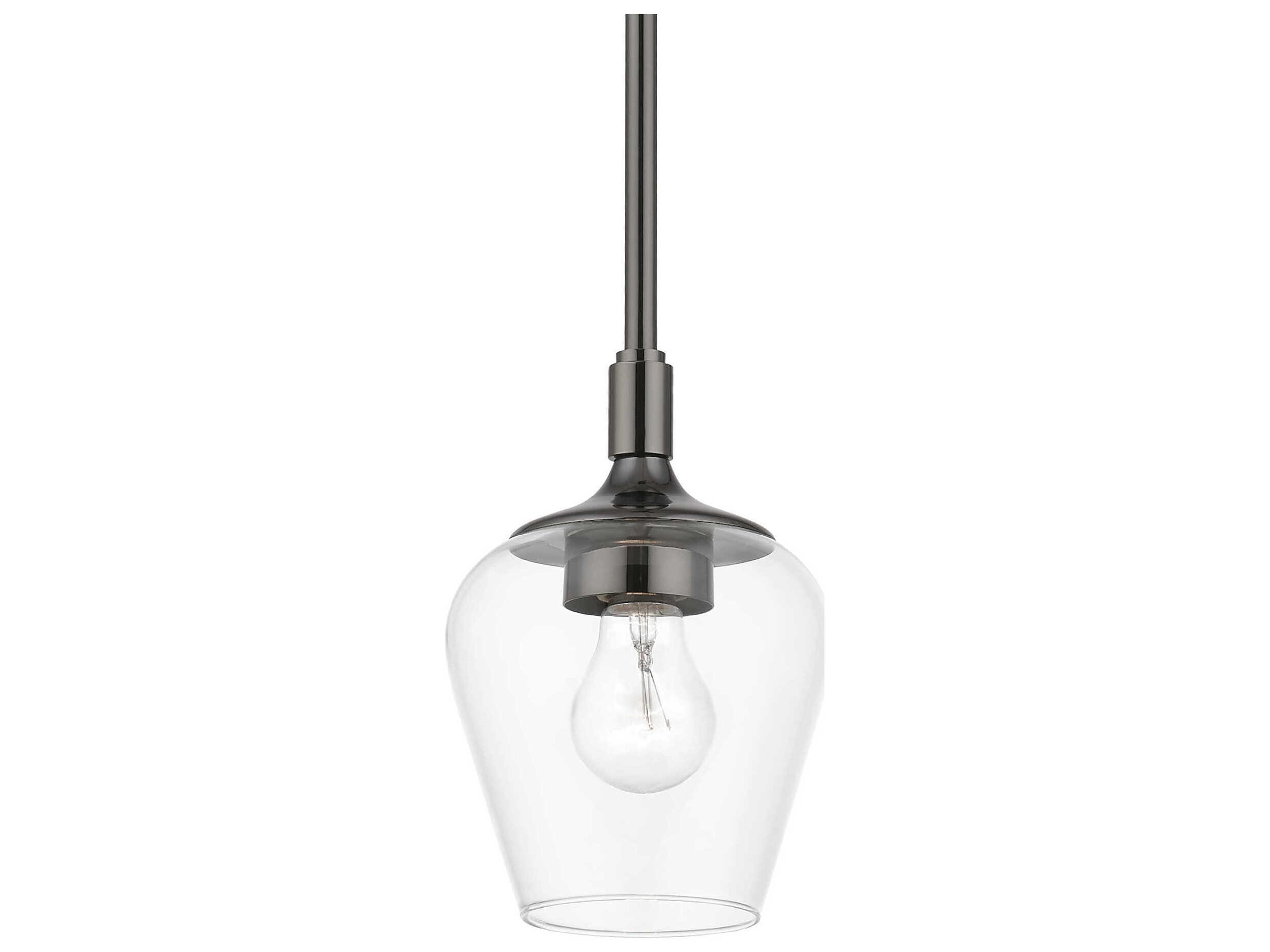 Livex Lighting Willow 1-Light Black Chrome Glass Bell Mini Pendant