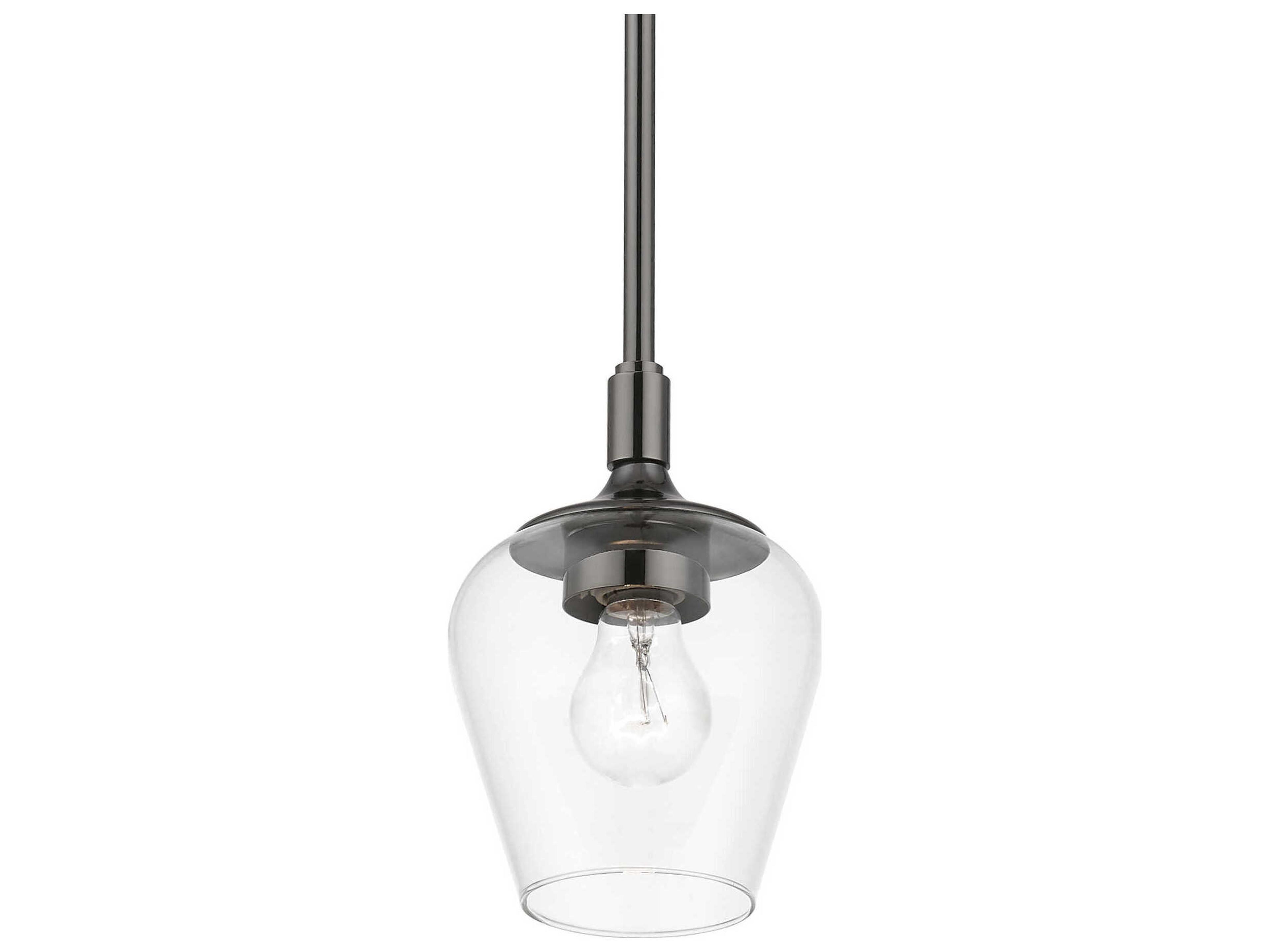 Livex Lighting Willow 1-Light Black Chrome Glass Bell Mini Pendant
