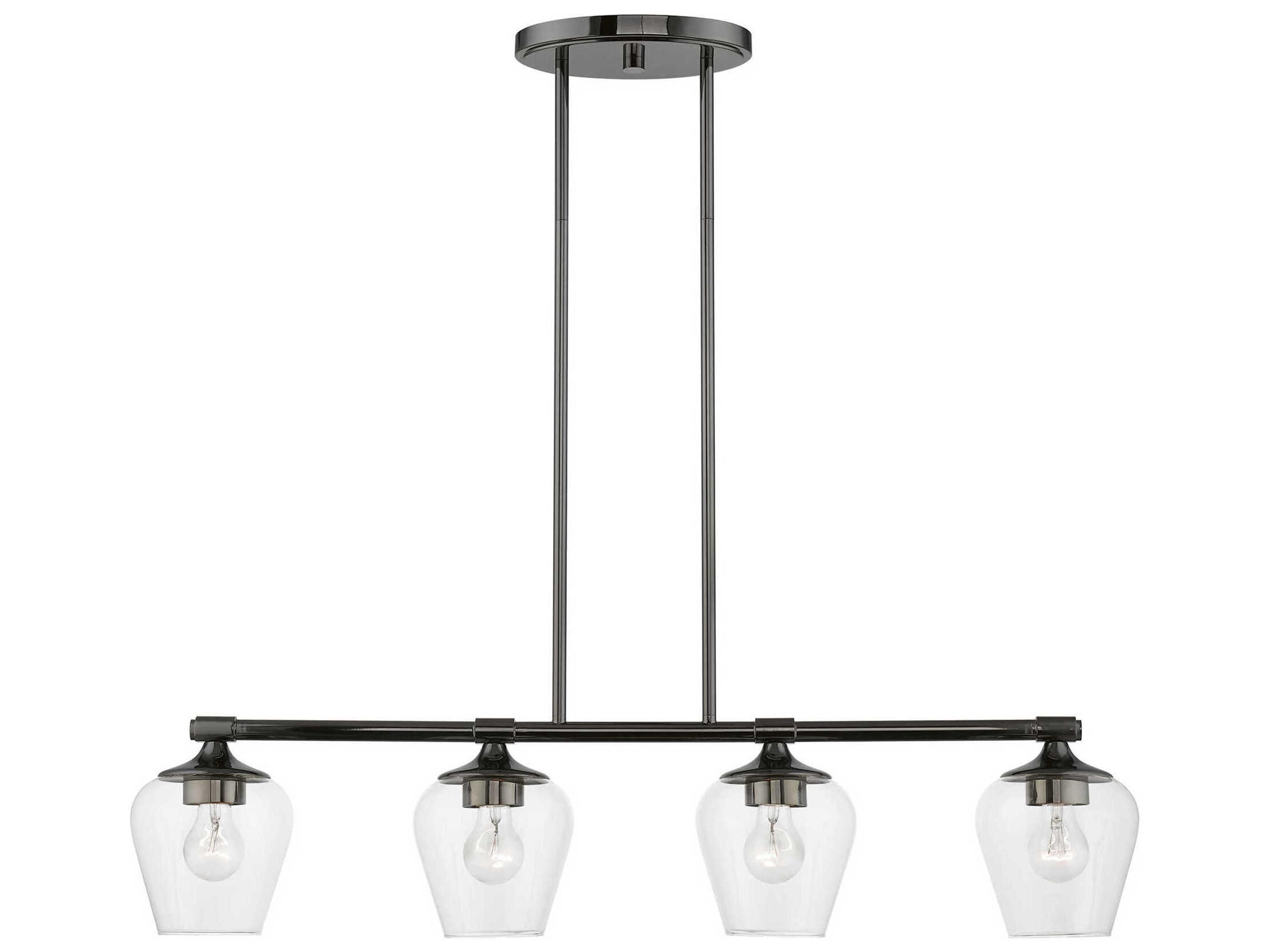 Willow 4-Light Black Chrome Glass Bell Linear Island Pendant
