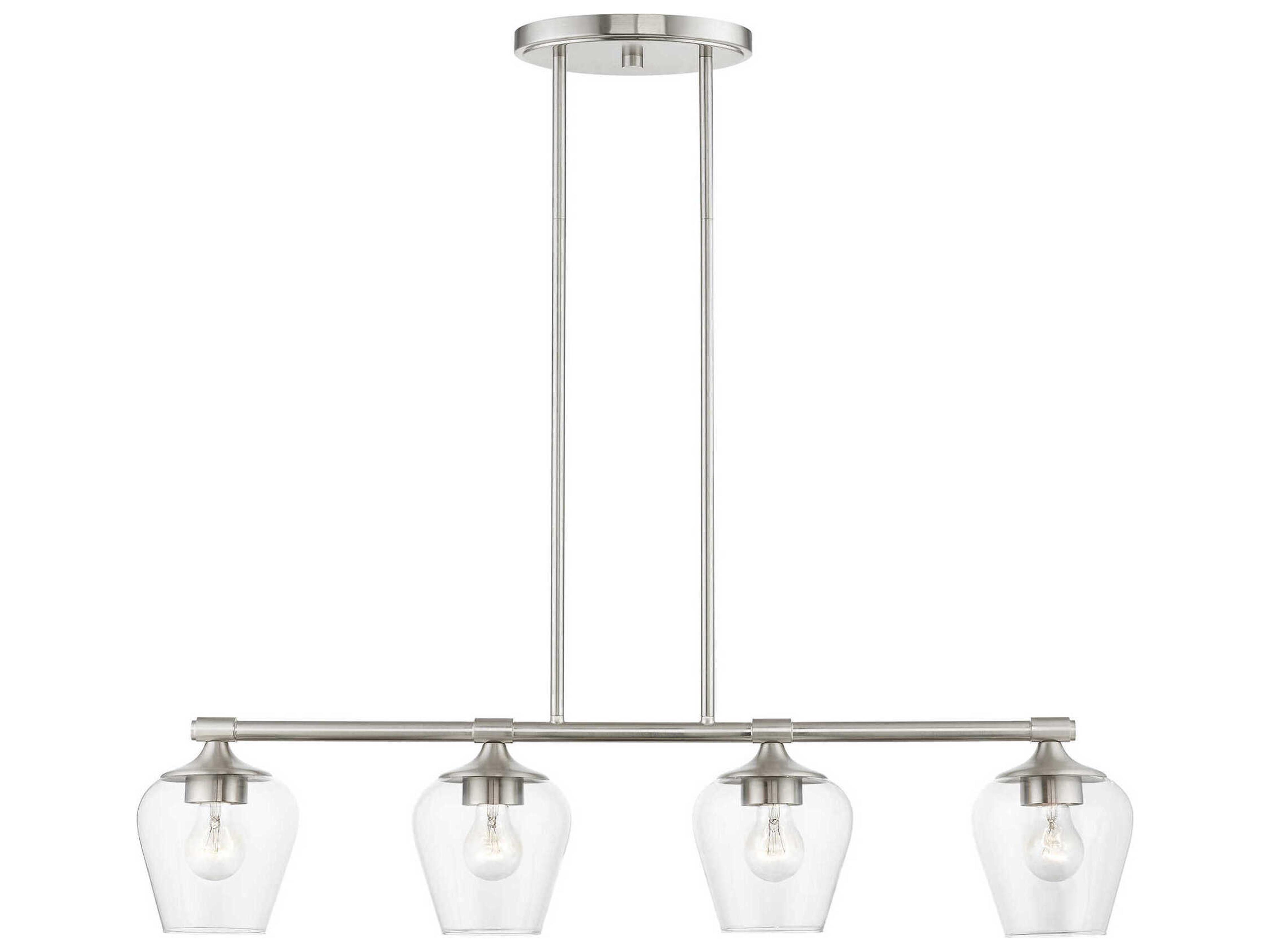 Willow 4-Light Brushed Nickel Glass Bell Linear Island Pendant