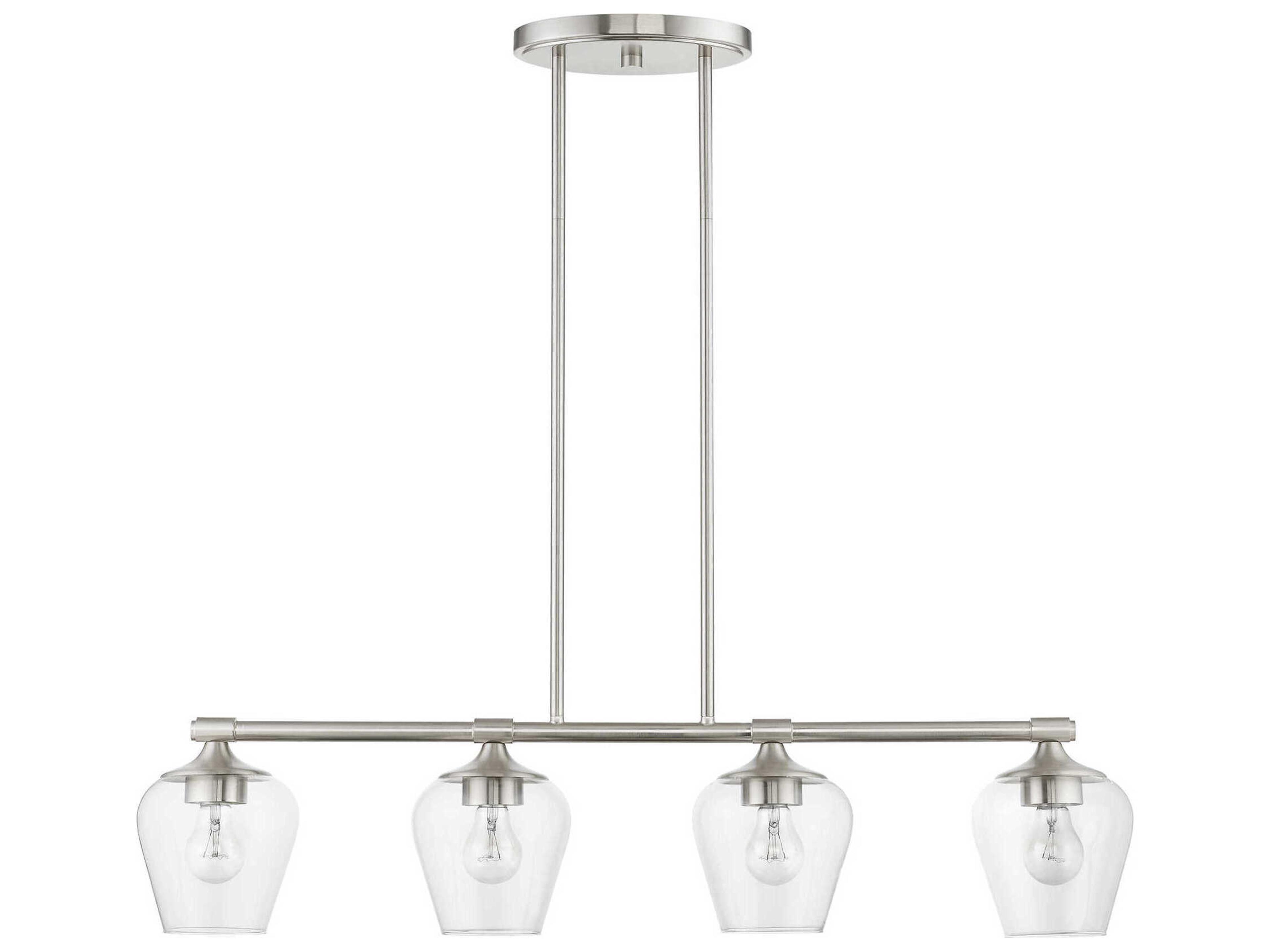 Livex Lighting Willow 4-Light Brushed Nickel Glass Bell Linear Island Pendant