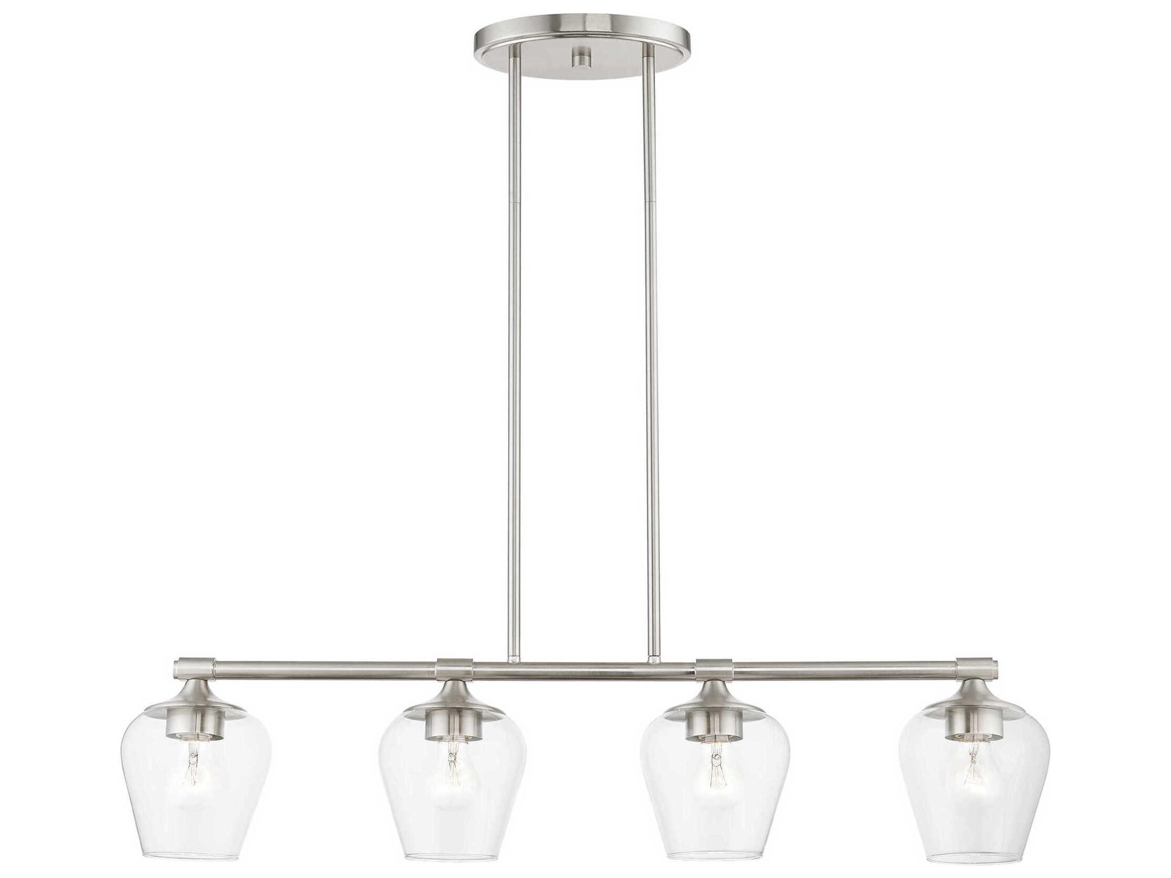Livex Lighting Willow 4-Light Brushed Nickel Glass Bell Linear Island Pendant