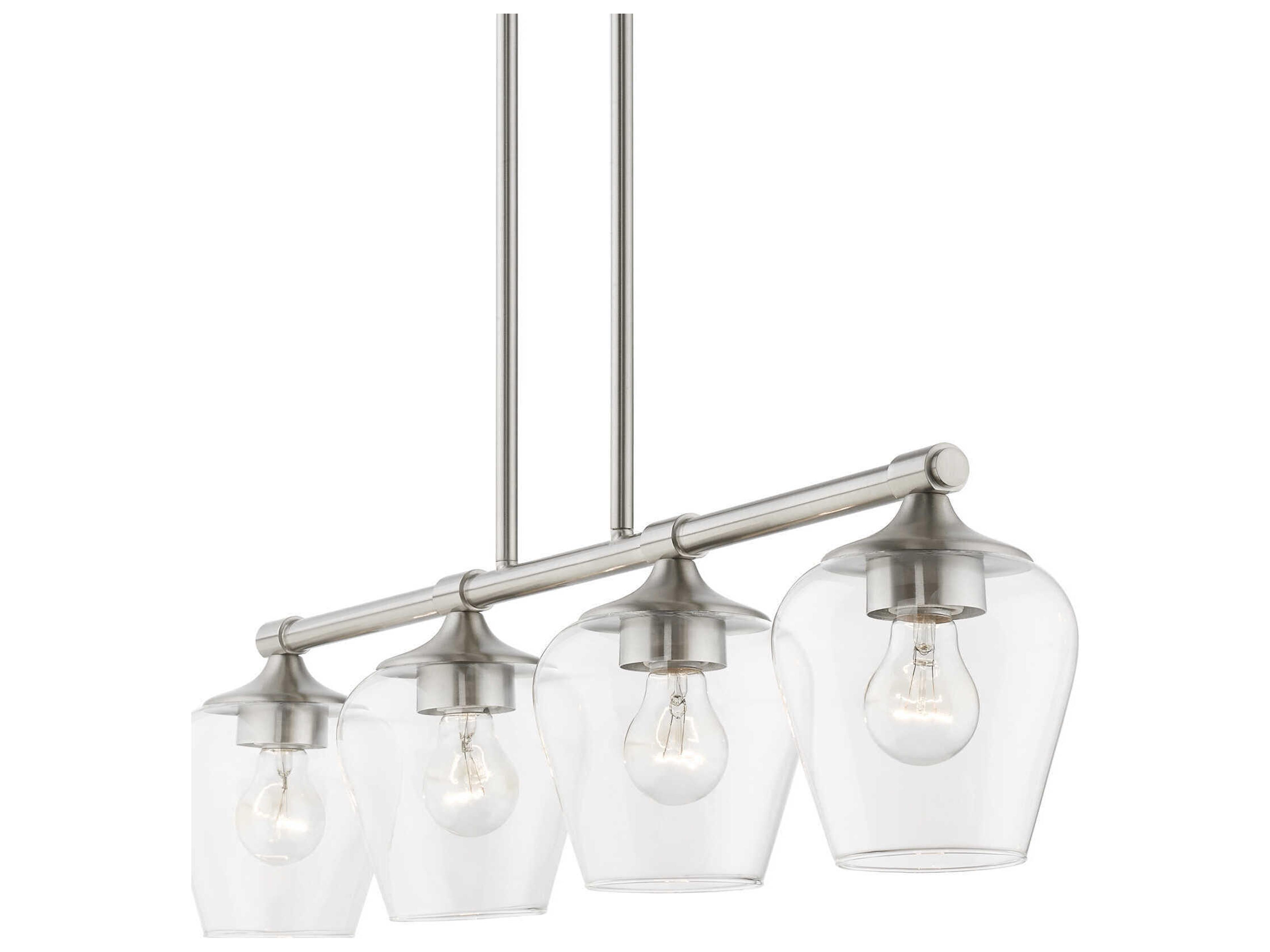 Livex Lighting Willow 4-Light Brushed Nickel Glass Bell Linear Island Pendant