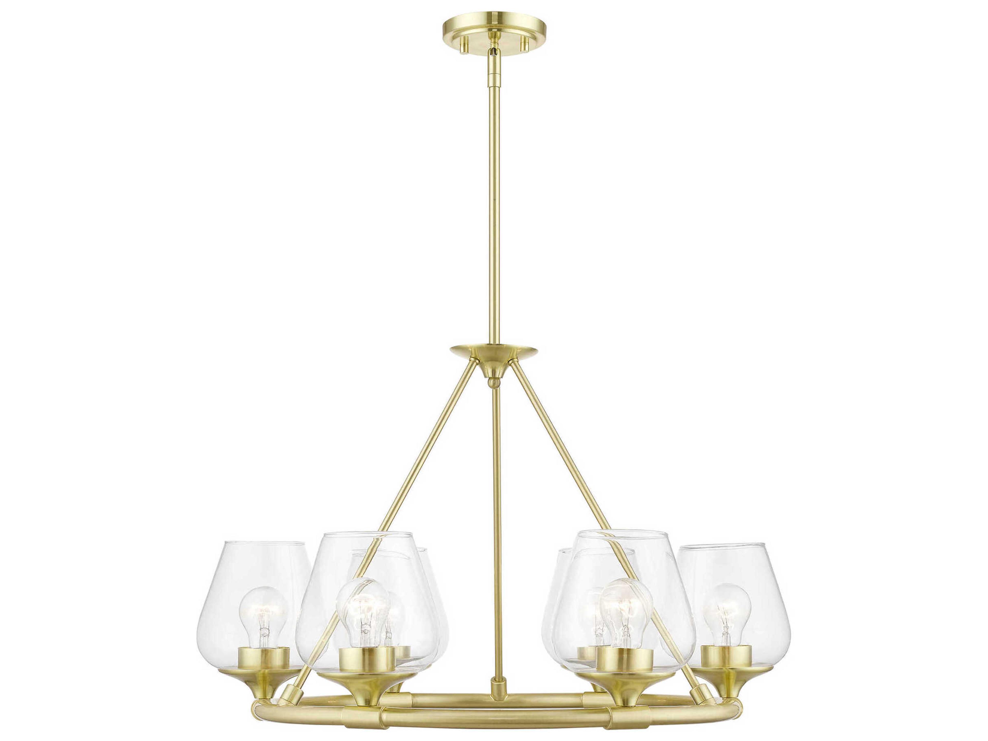 Willow 6-Light Satin Brass Glass Bell Chandelier