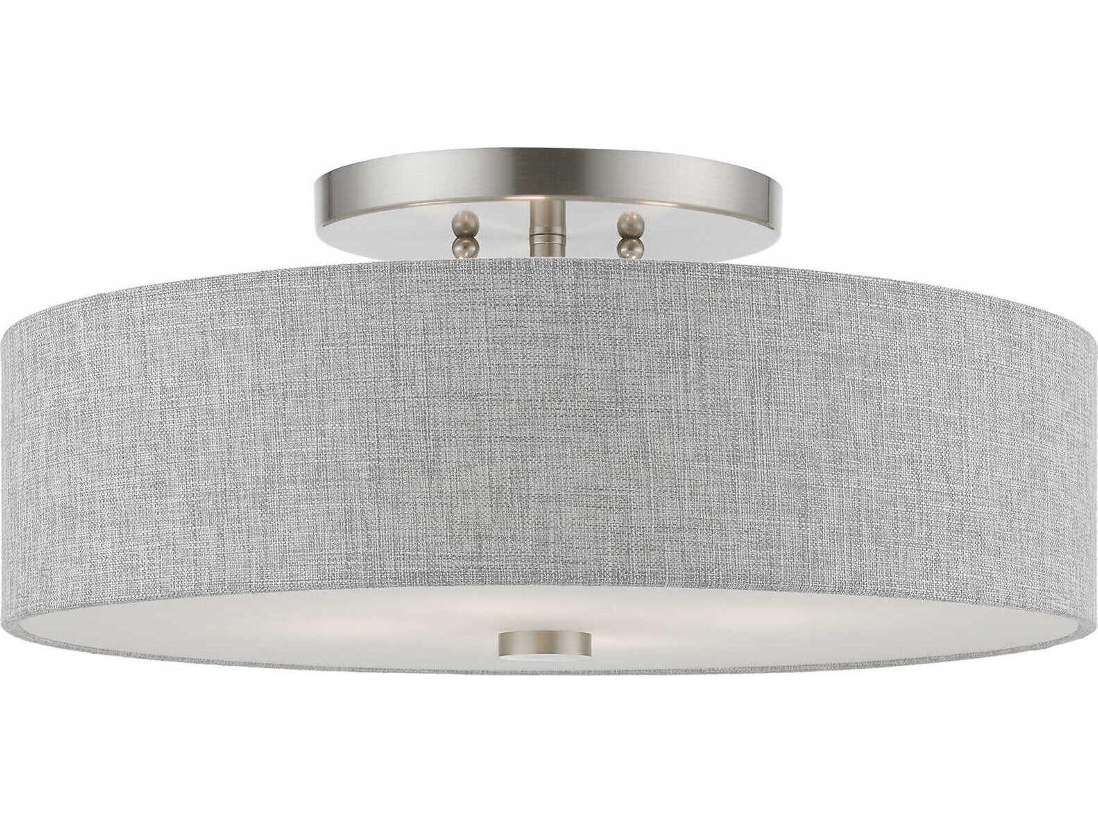 Dakota 4-Light Brushed Nickel Shiny White Drum Semi Flush Mount