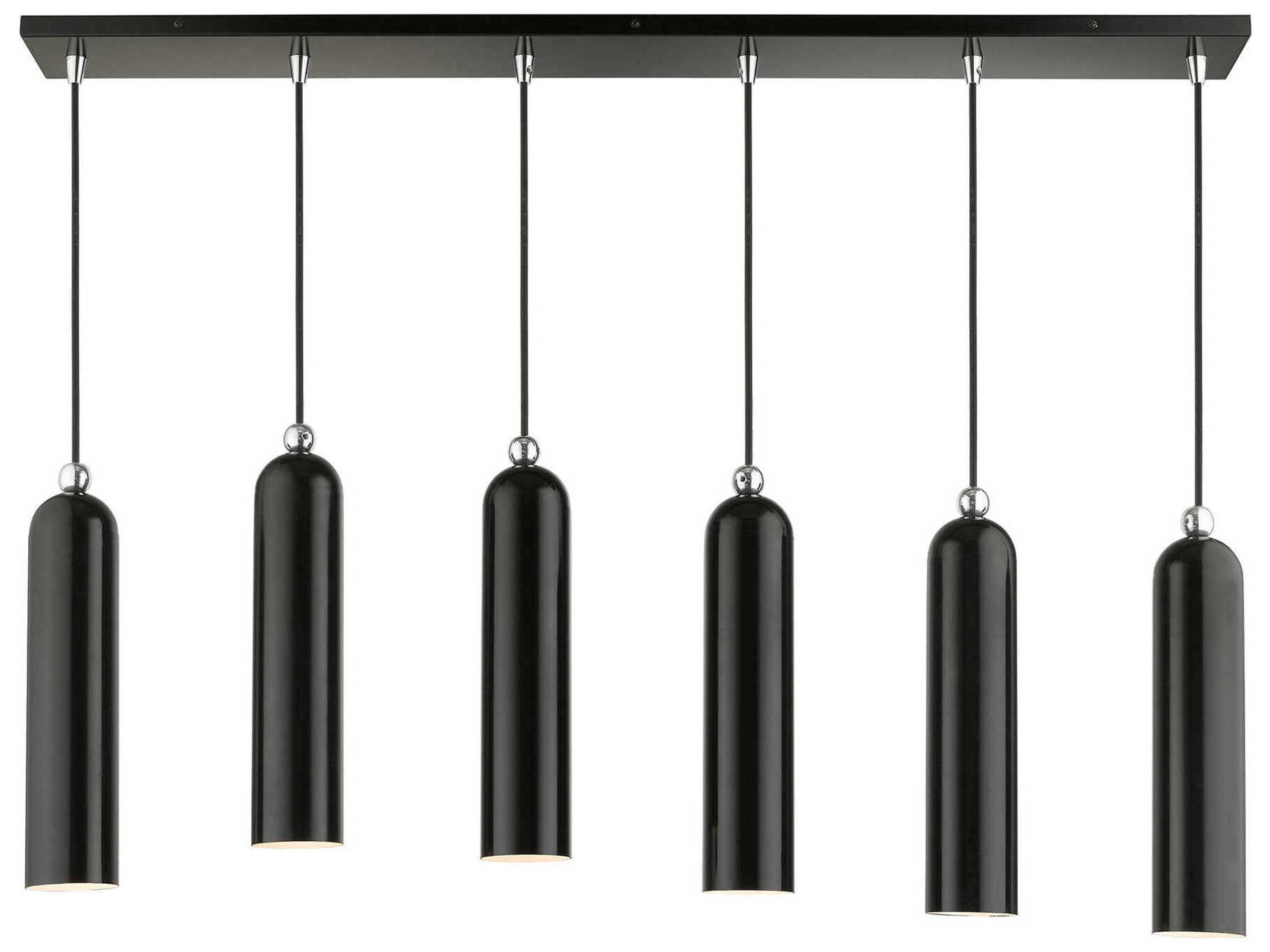 Ardmore 6-Light Shiny Black Cylinder Linear Island Pendant