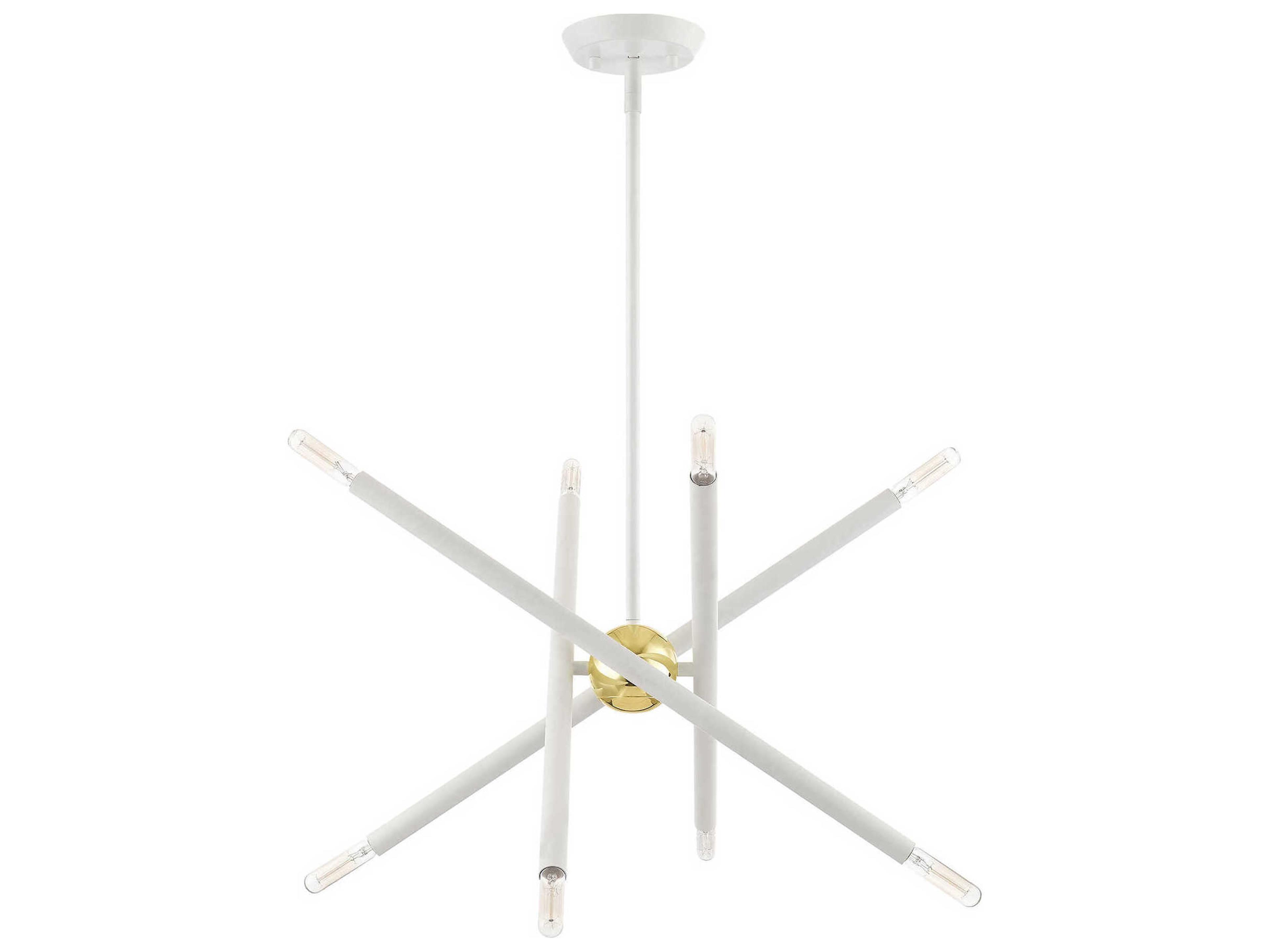 Livex Lighting Soho 8-Light White Polished Brass Candelabra Sputnik Chandelier