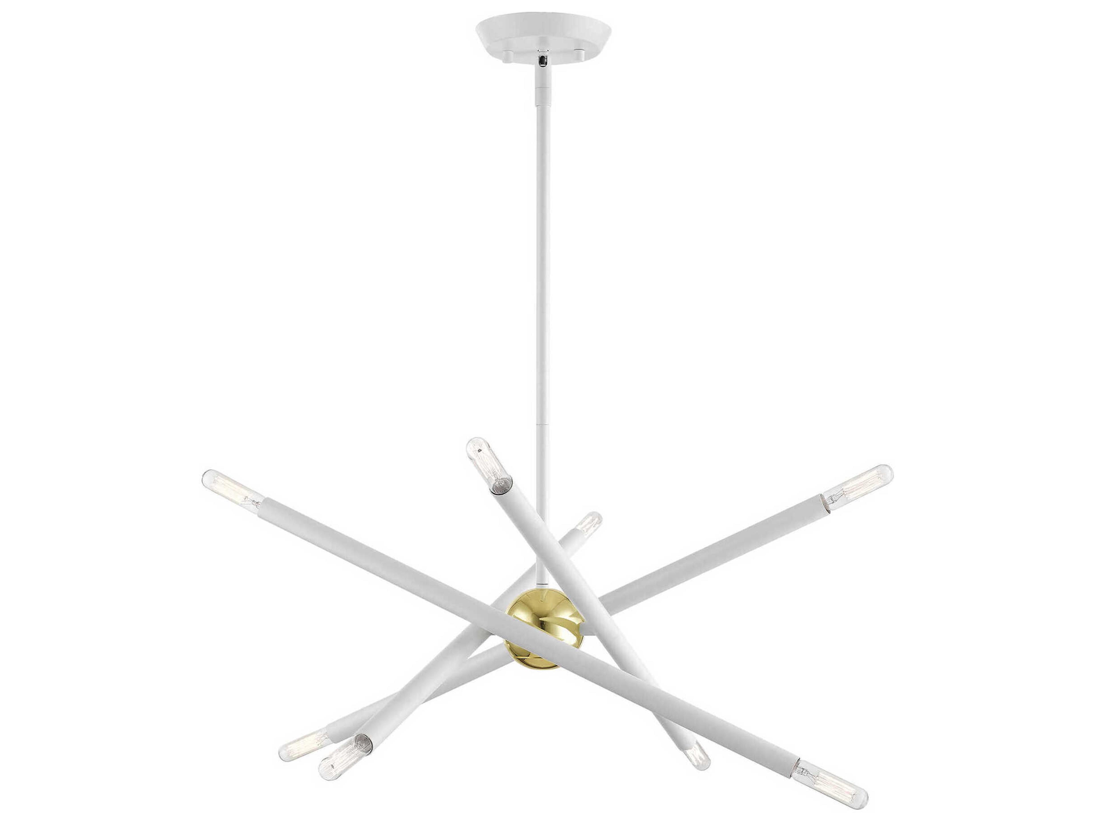 Livex Lighting Soho 8-Light White Polished Brass Candelabra Sputnik Chandelier