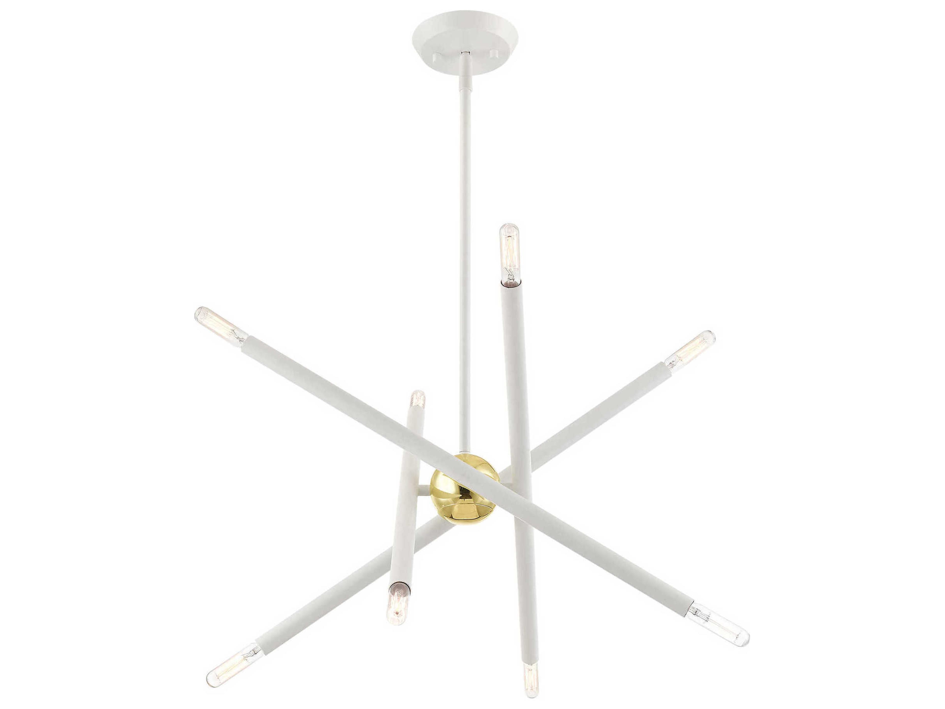 Livex Lighting Soho 8-Light White Polished Brass Candelabra Sputnik Chandelier