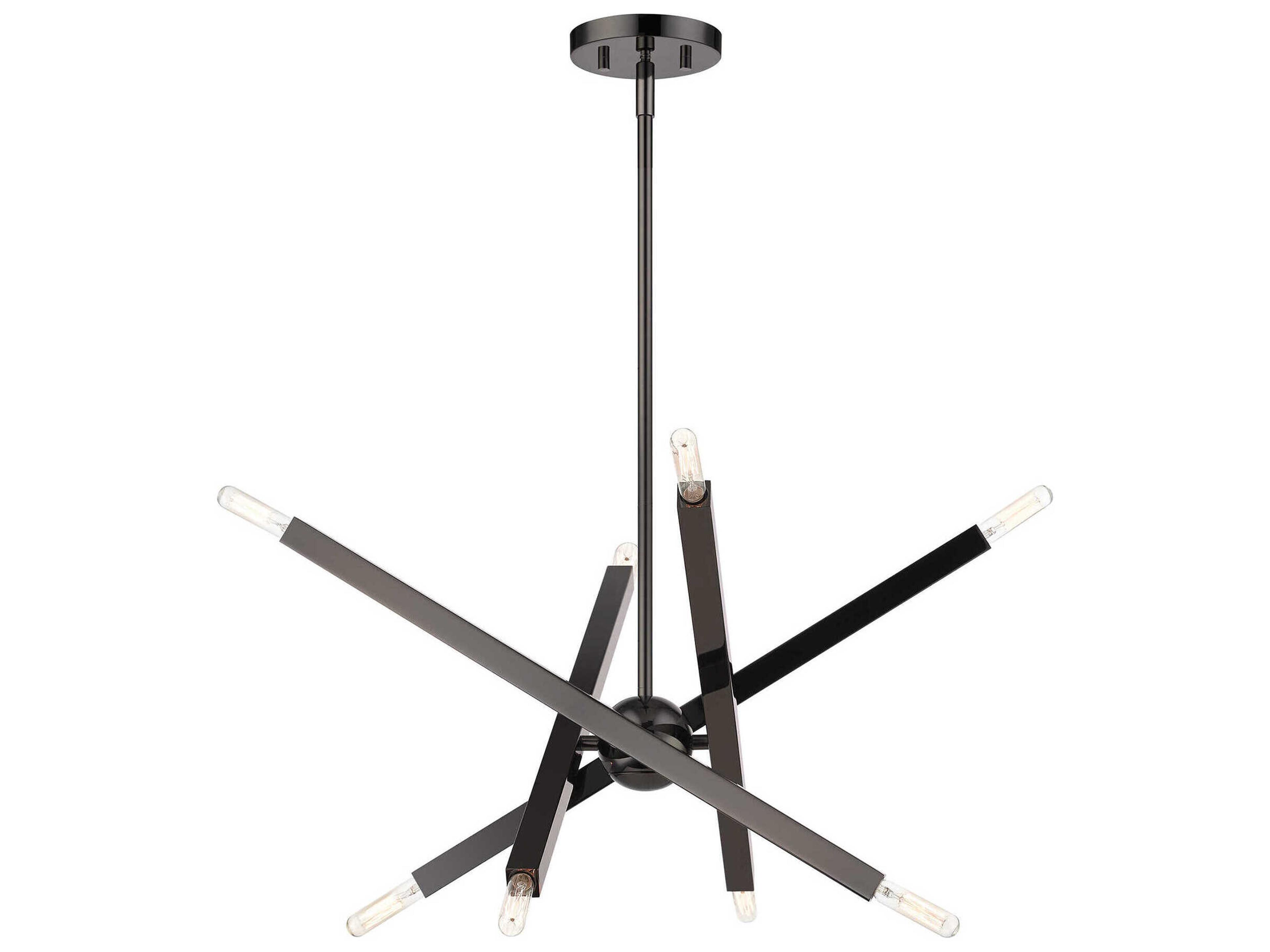 Monaco 8-Light Black Chrome Candelabra Sputnik Chandelier
