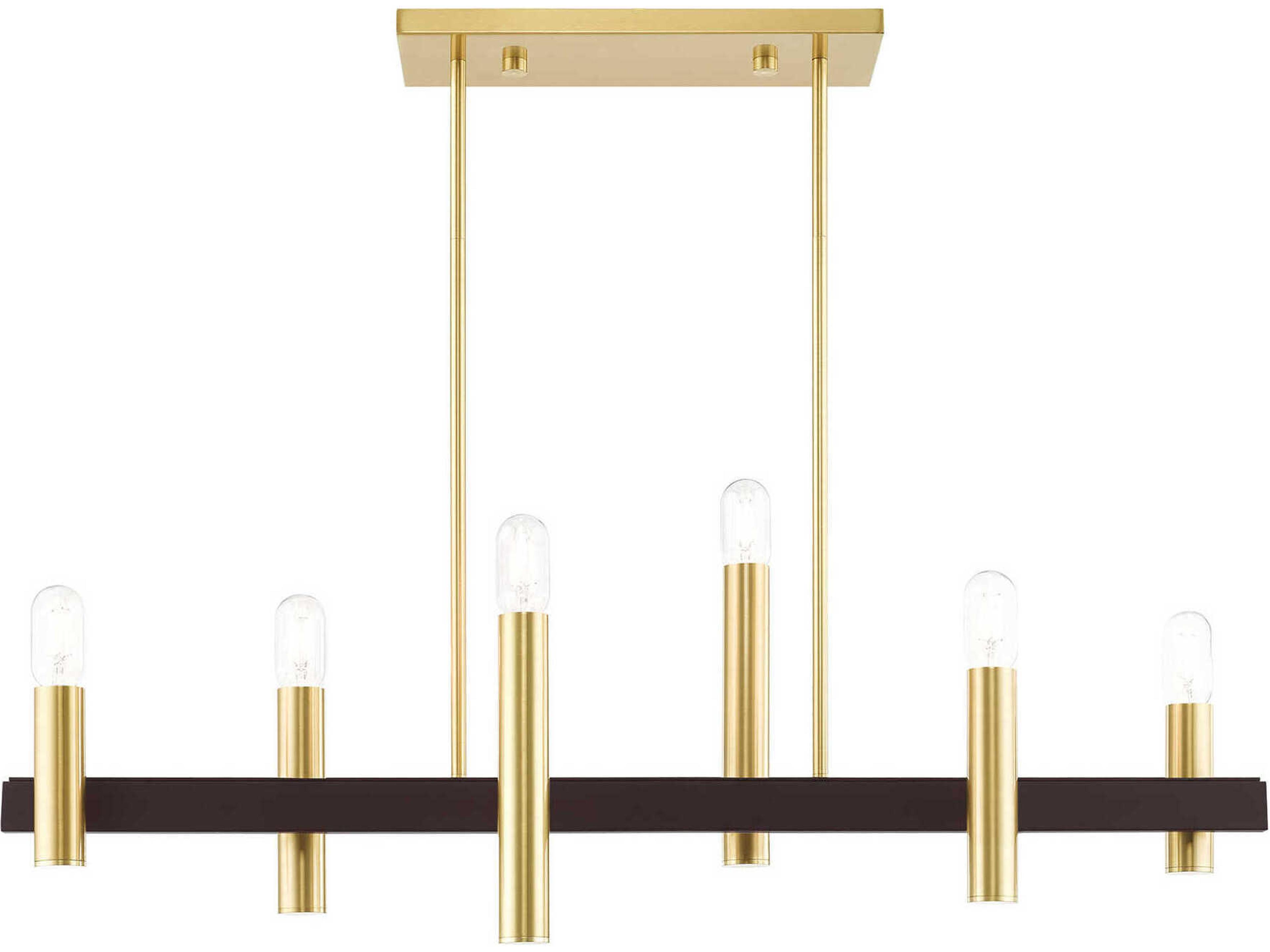 Livex Lighting Helsinki 6-Light Satin Brass Bronze Linear Island Pendant