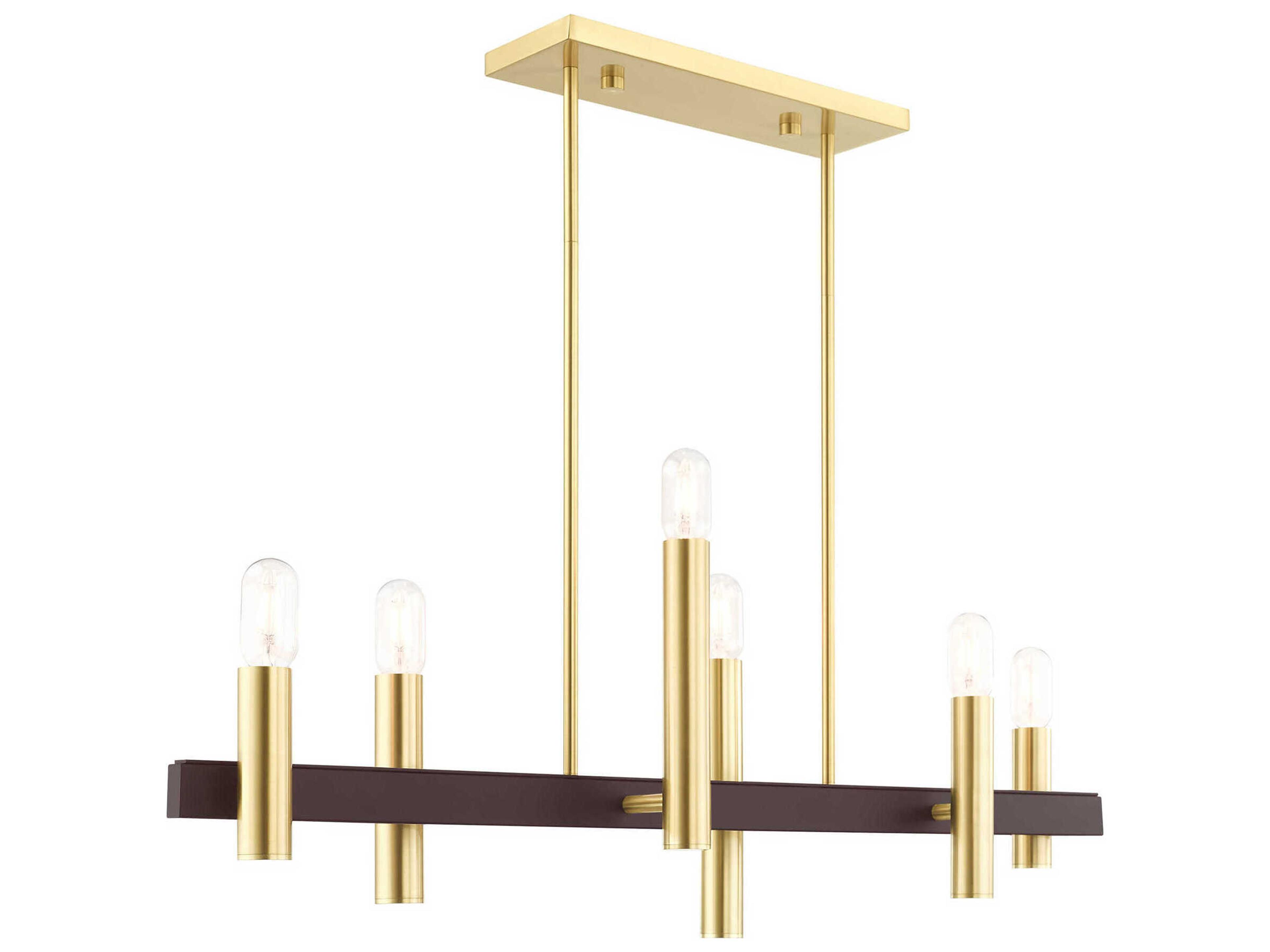 Livex Lighting Helsinki 6-Light Satin Brass Bronze Linear Island Pendant
