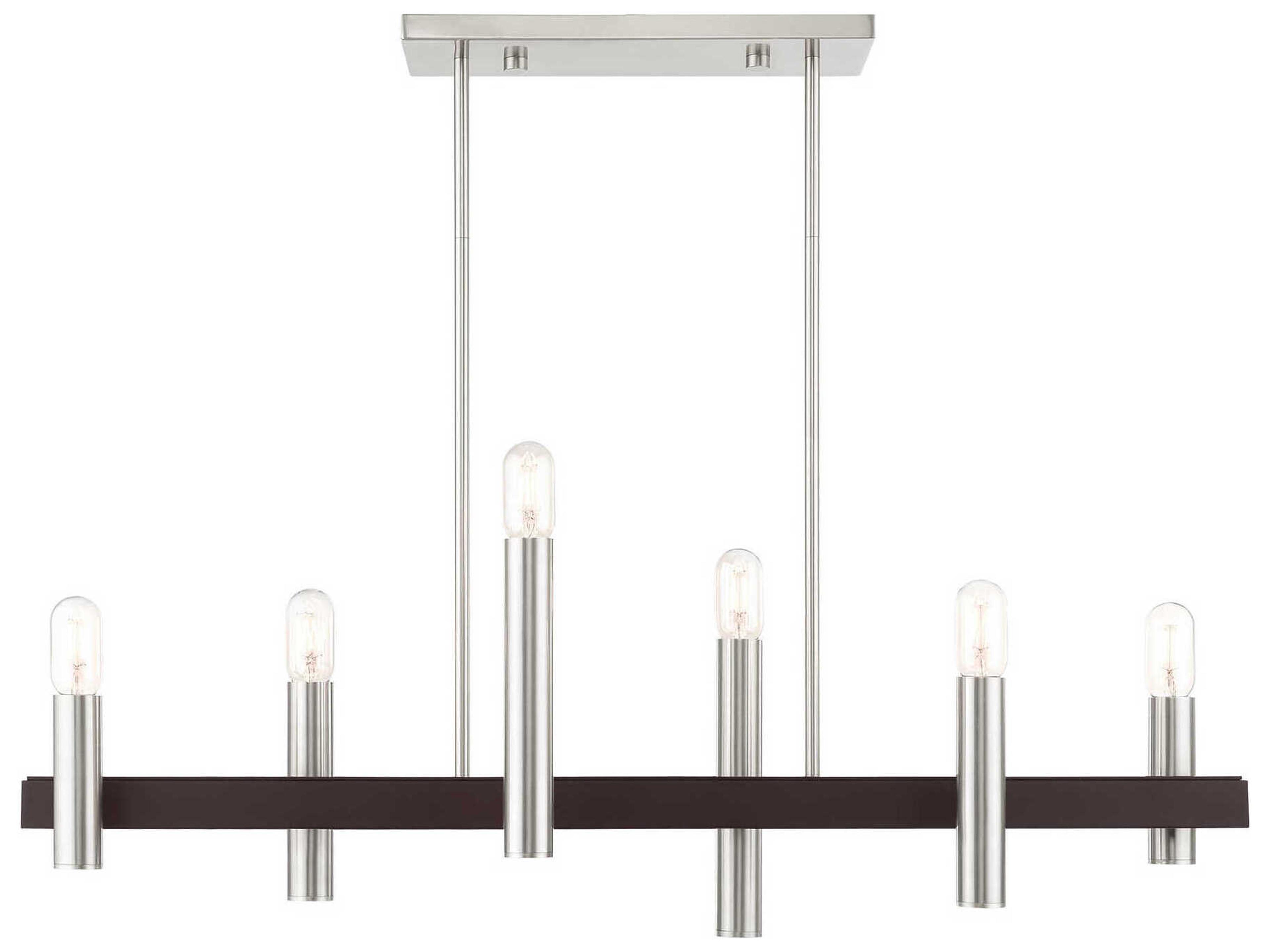 Helsinki 6-Light Brushed Nickel Bronze Linear Island Pendant