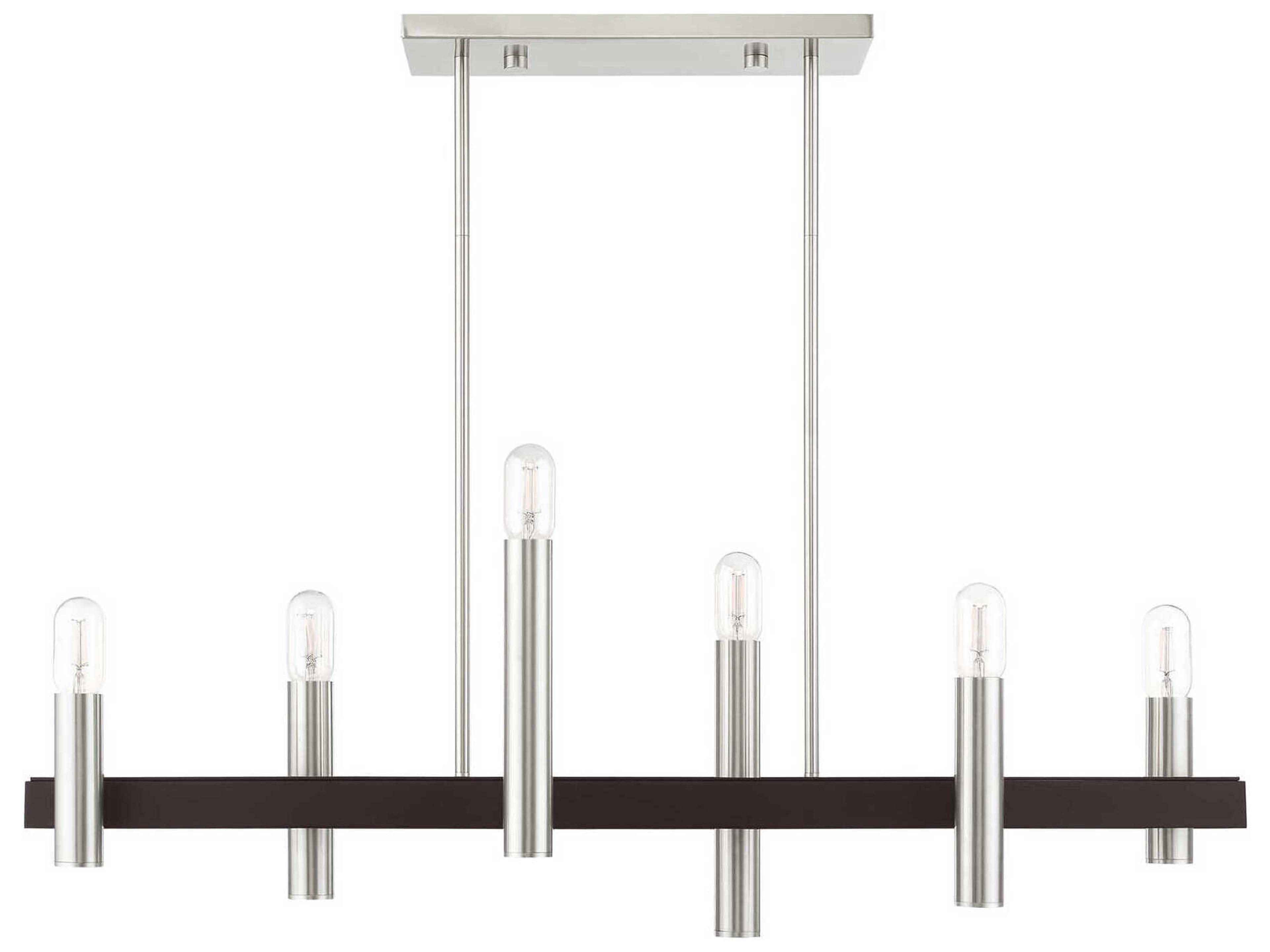 Livex Lighting Helsinki 6-Light Brushed Nickel Bronze Linear Island Pendant