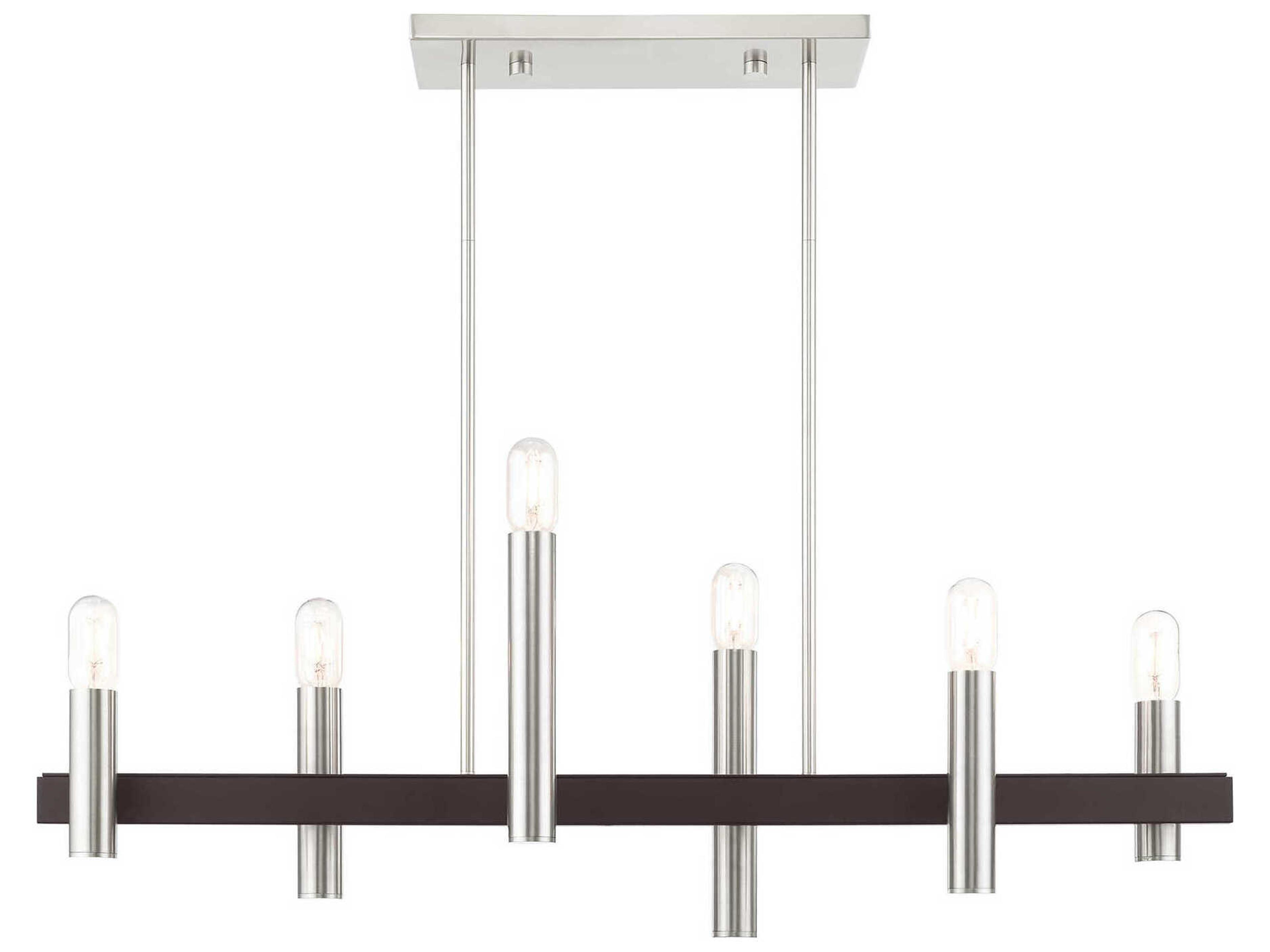 Livex Lighting Helsinki 6-Light Brushed Nickel Bronze Linear Island Pendant