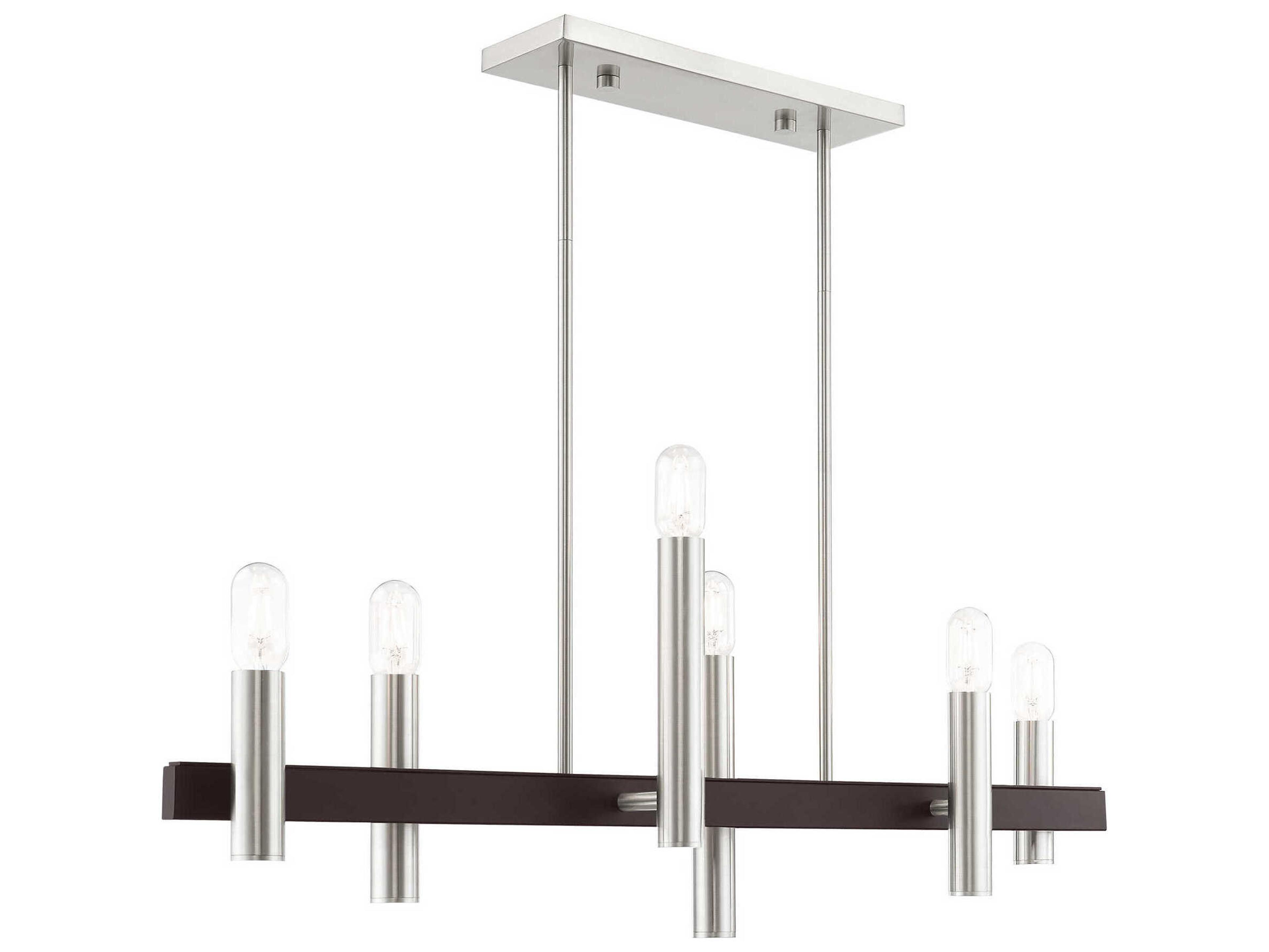 Livex Lighting Helsinki 6-Light Brushed Nickel Bronze Linear Island Pendant