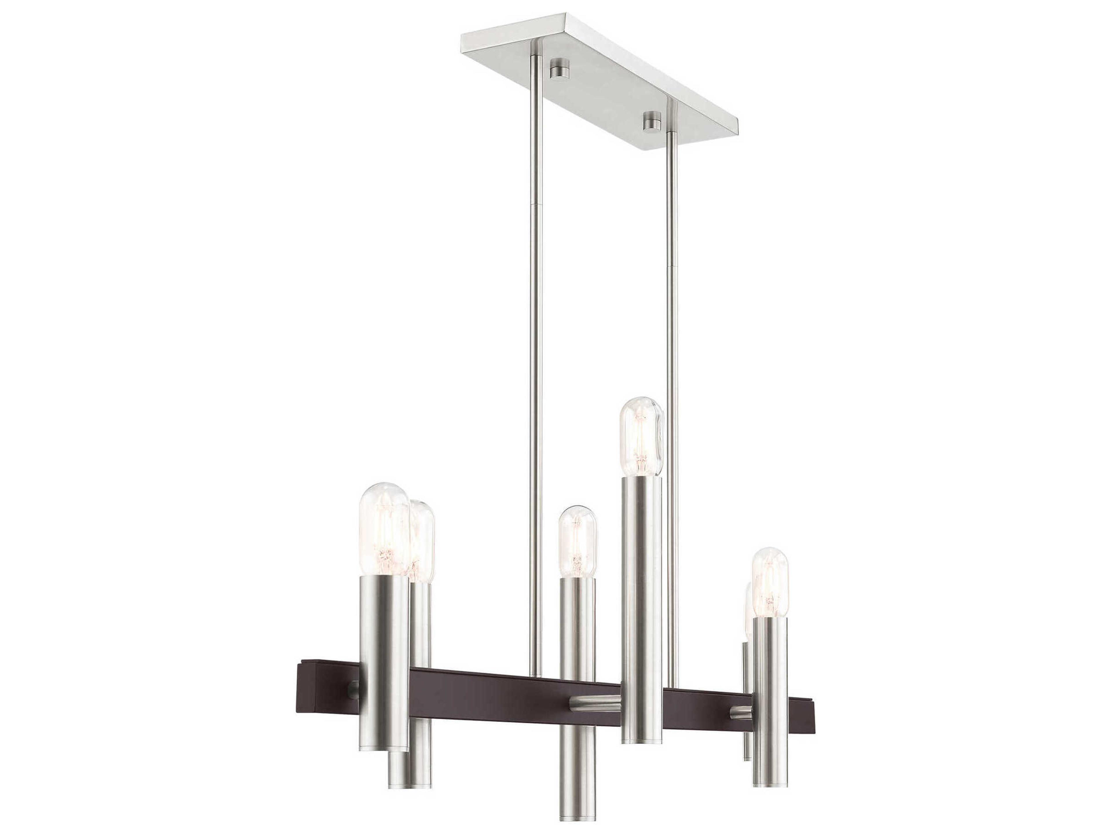 Livex Lighting Helsinki 6-Light Brushed Nickel Bronze Linear Island Pendant