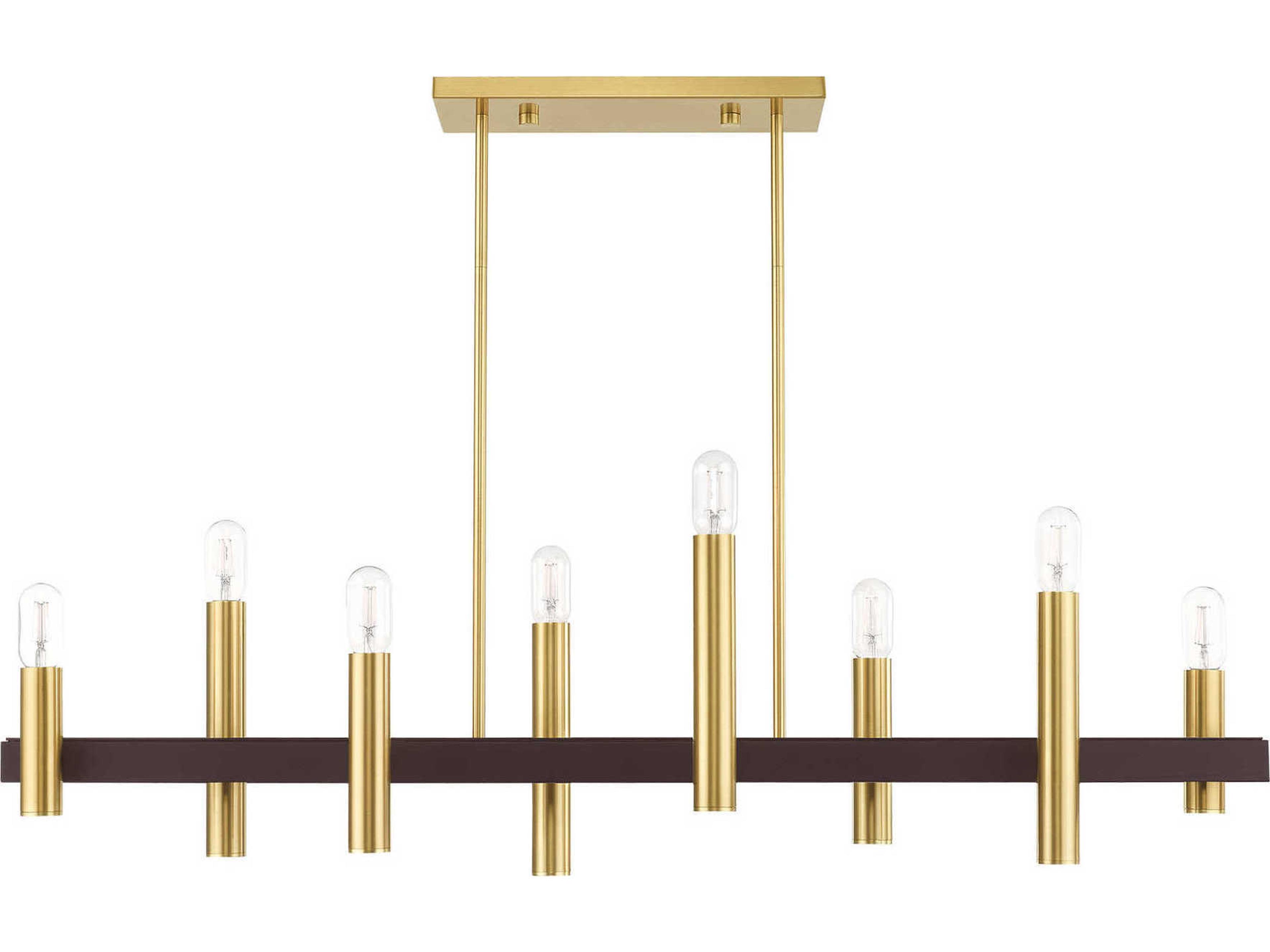 Livex Lighting Helsinki 8-Light Satin Brass Bronze Linear Island Pendant