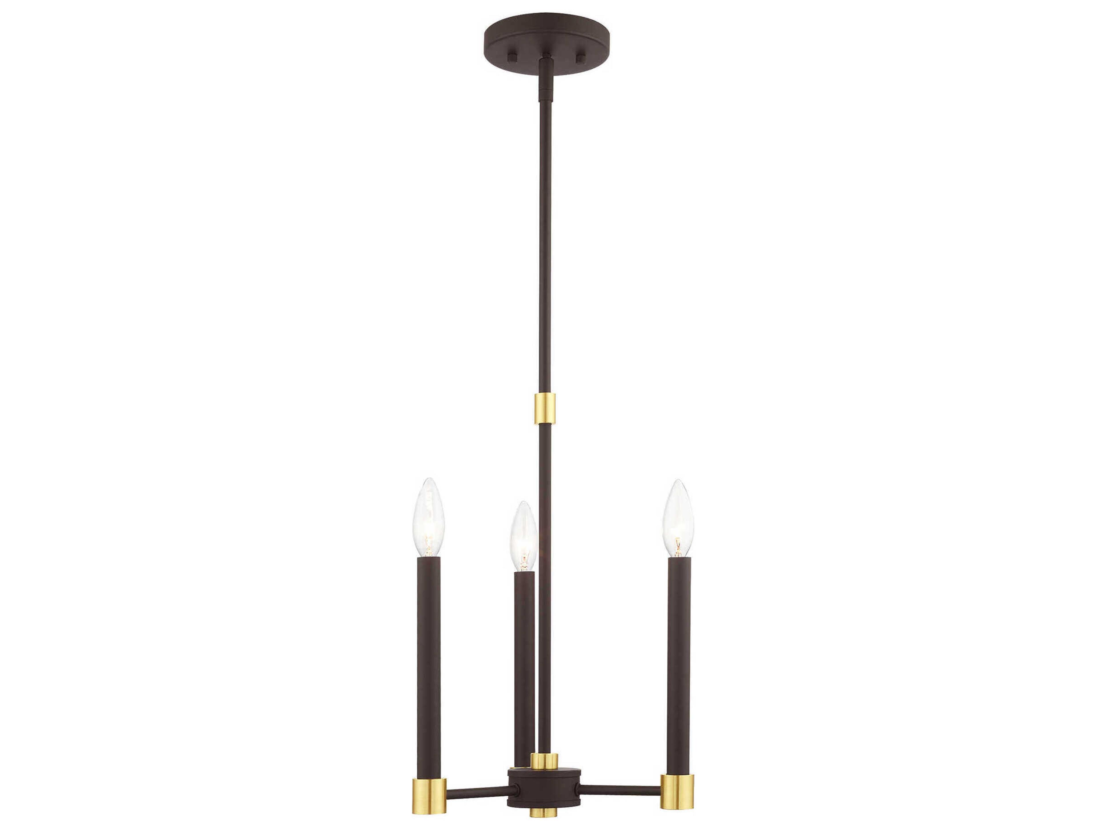 Karlstad 3-Light Bronze Satin Brass Candelabra Chandelier