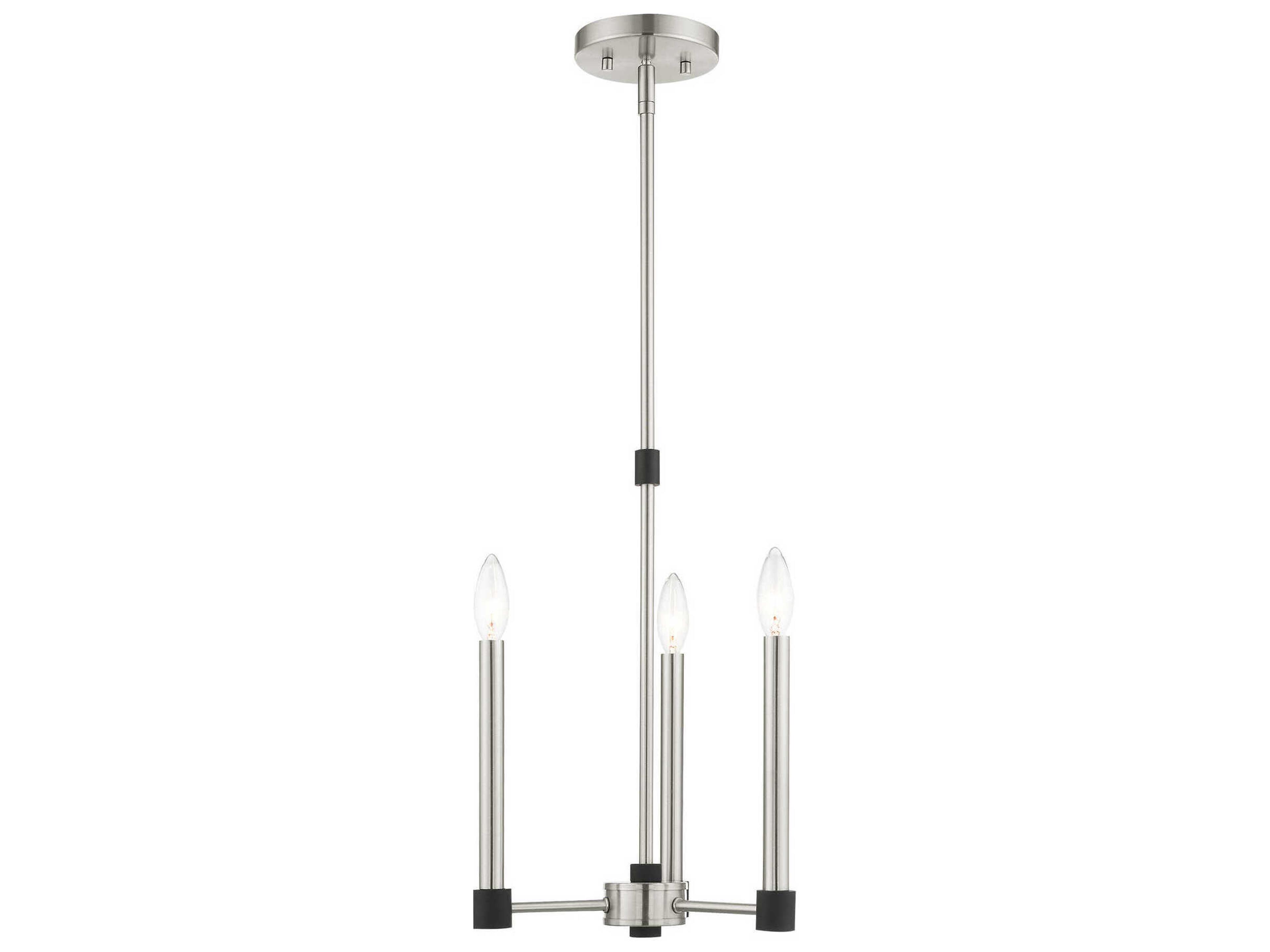 Karlstad 3-Light Brushed Nickel Satin Brass Candelabra Chandelier