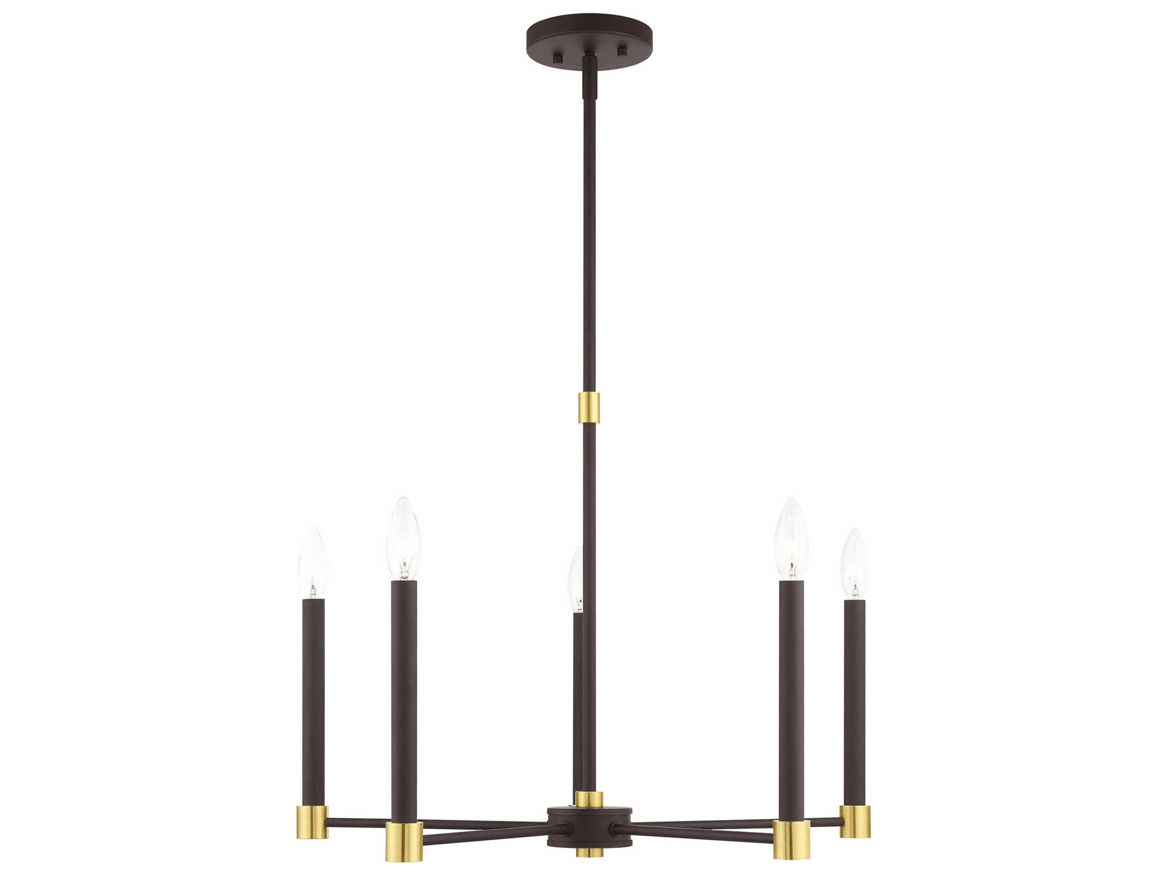 Karlstad 5-Light Bronze Satin Brass Candelabra Chandelier