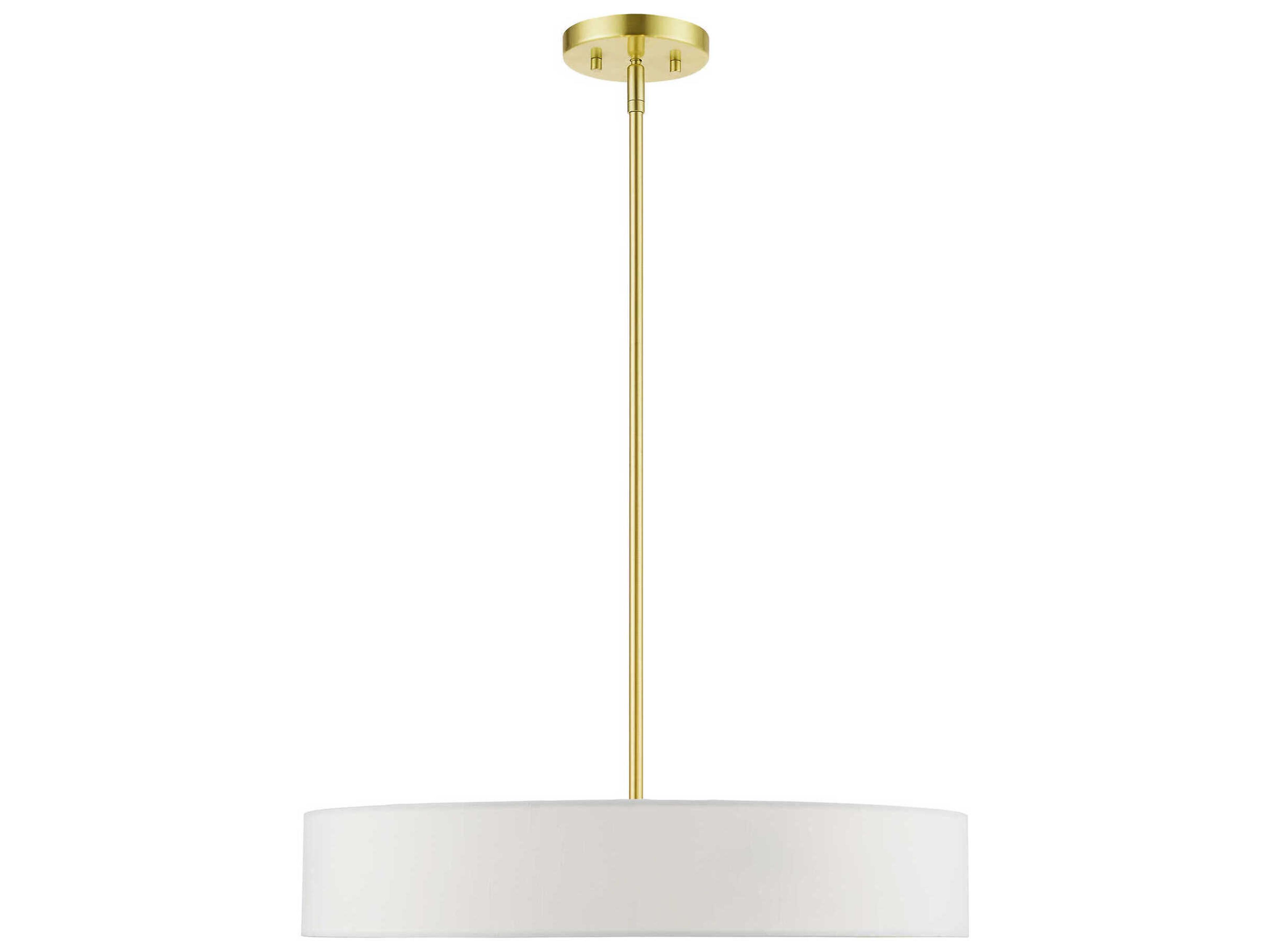 Livex Lighting Venlo 4-Light Satin Brass Shiny White Drum Pendant