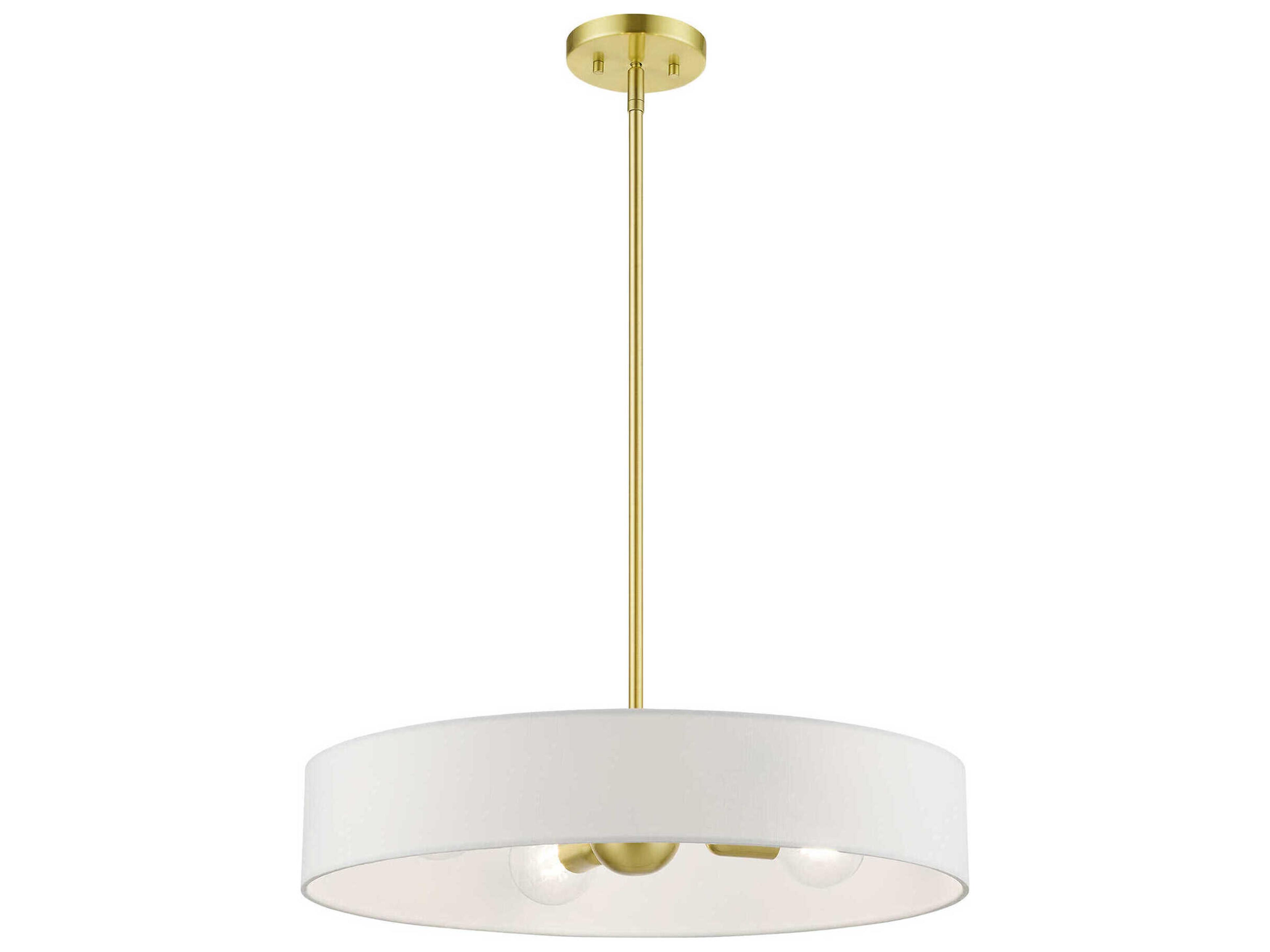 Livex Lighting Venlo 4-Light Satin Brass Shiny White Drum Pendant