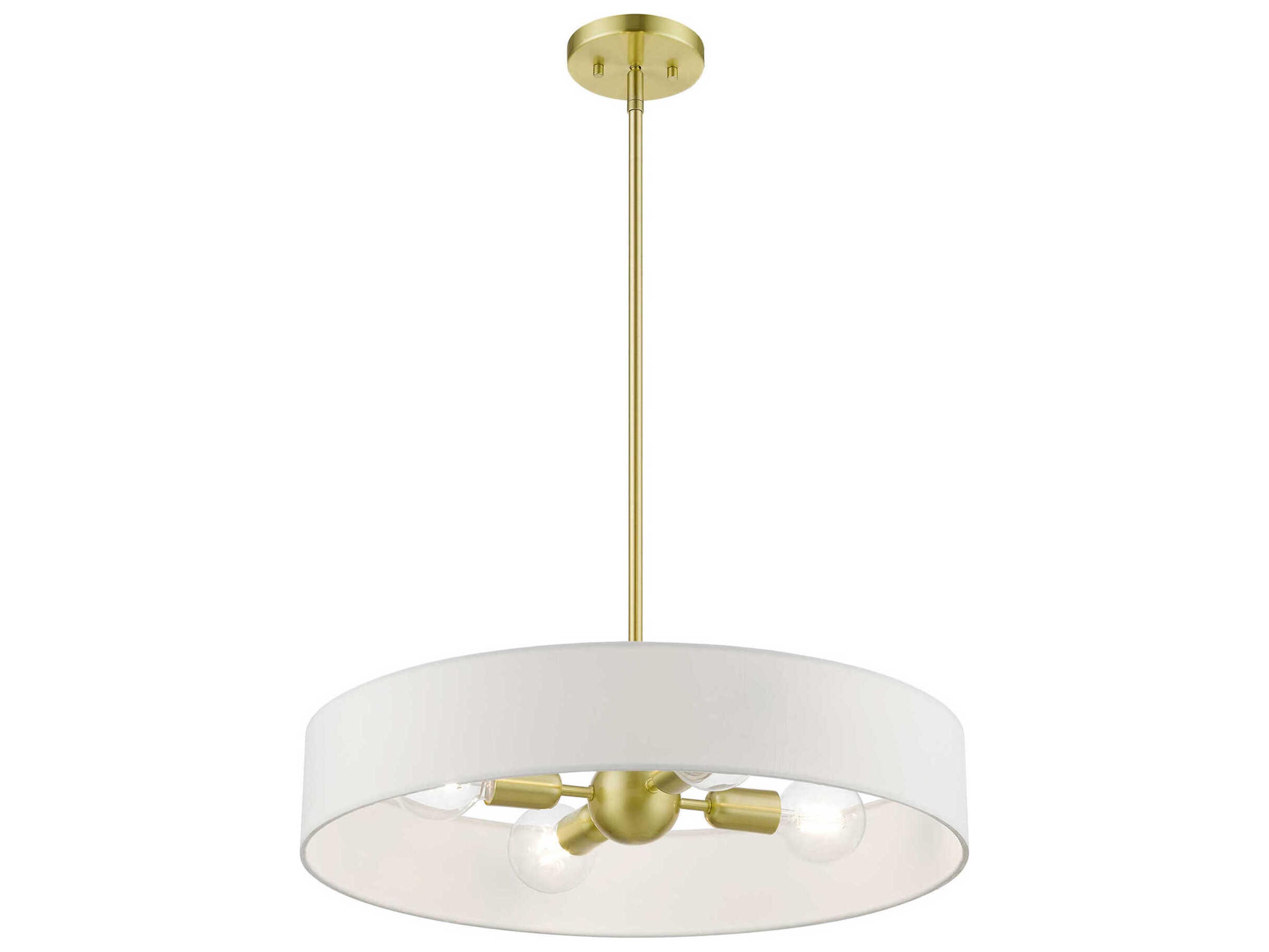 Livex Lighting Venlo 4-Light Satin Brass Shiny White Drum Pendant