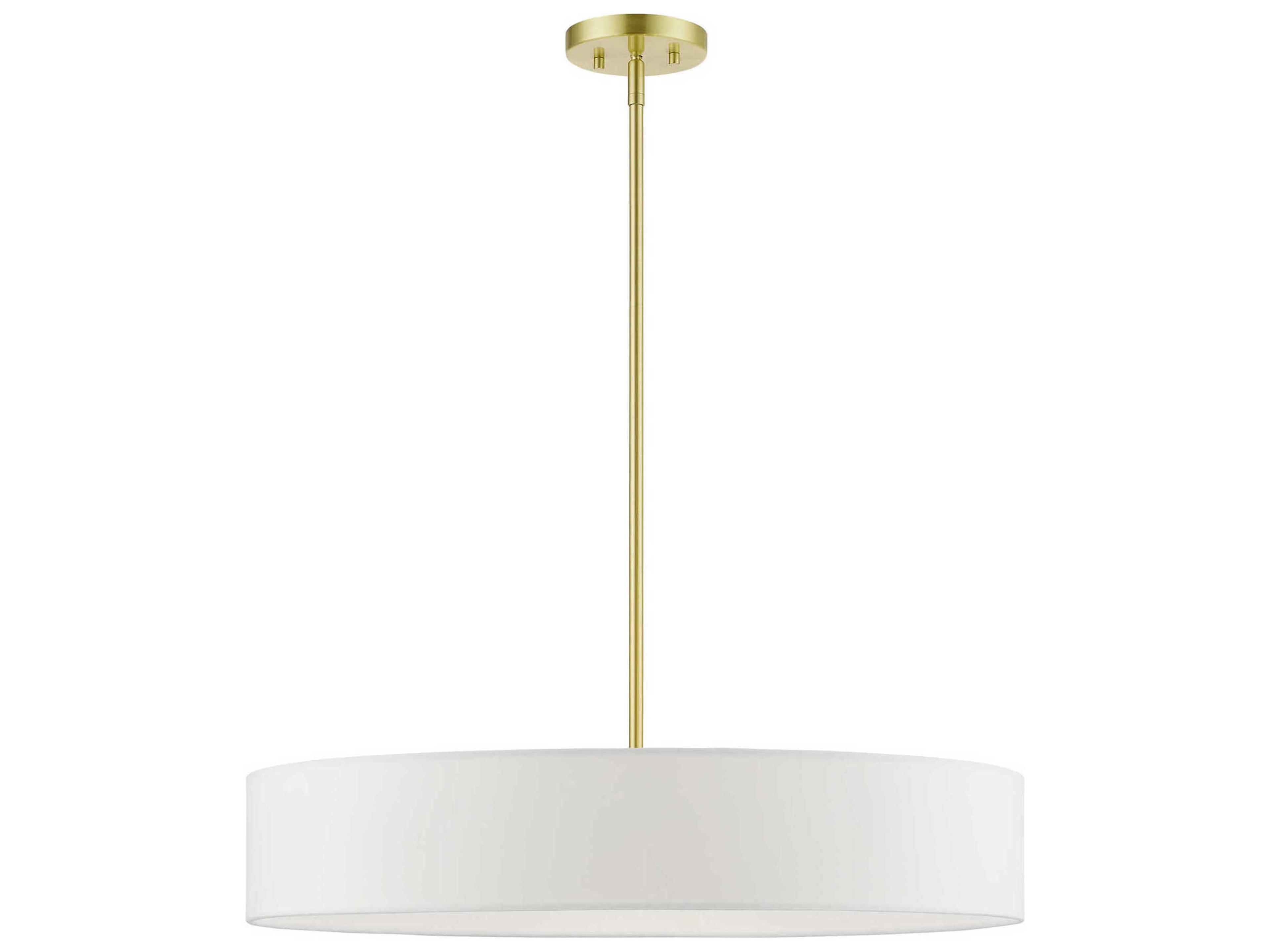 Venlo 5-Light Satin Brass Shiny White Drum Pendant